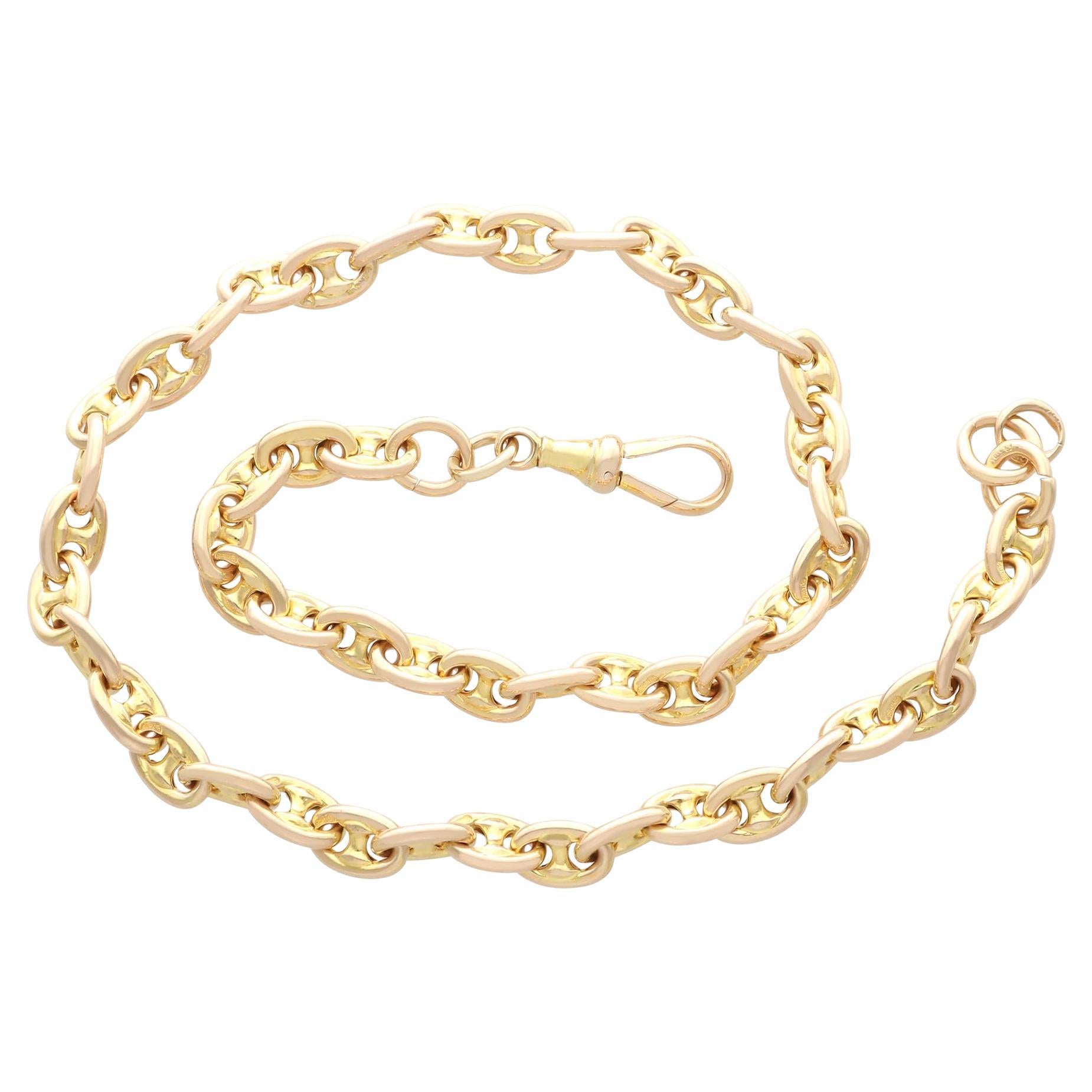 Chaîne de montre ancienne en or jaune 15k Circa 1870 en vente