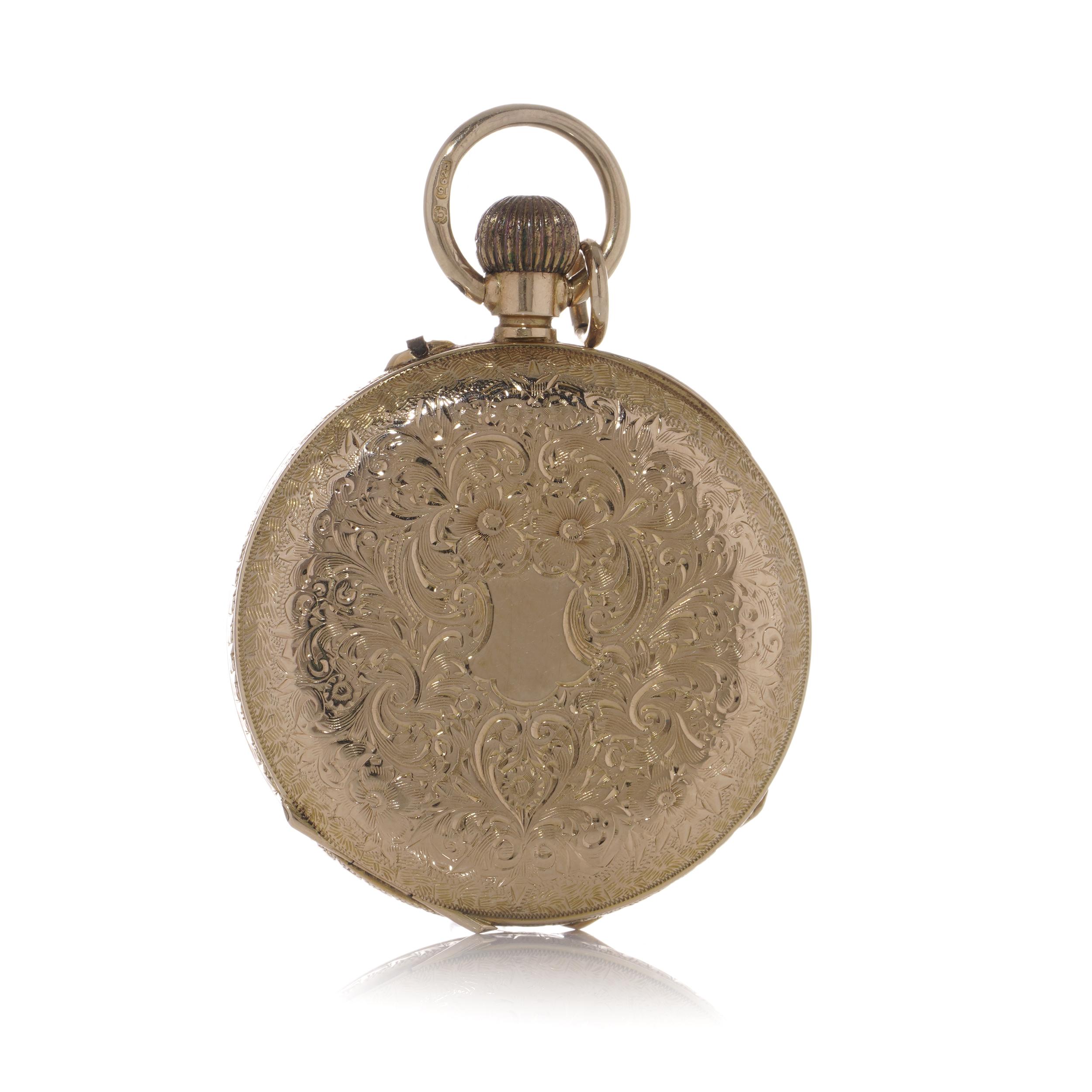 Antike 15kt Gold Taschenuhr mit offenem Zifferblatt Herren im Angebot