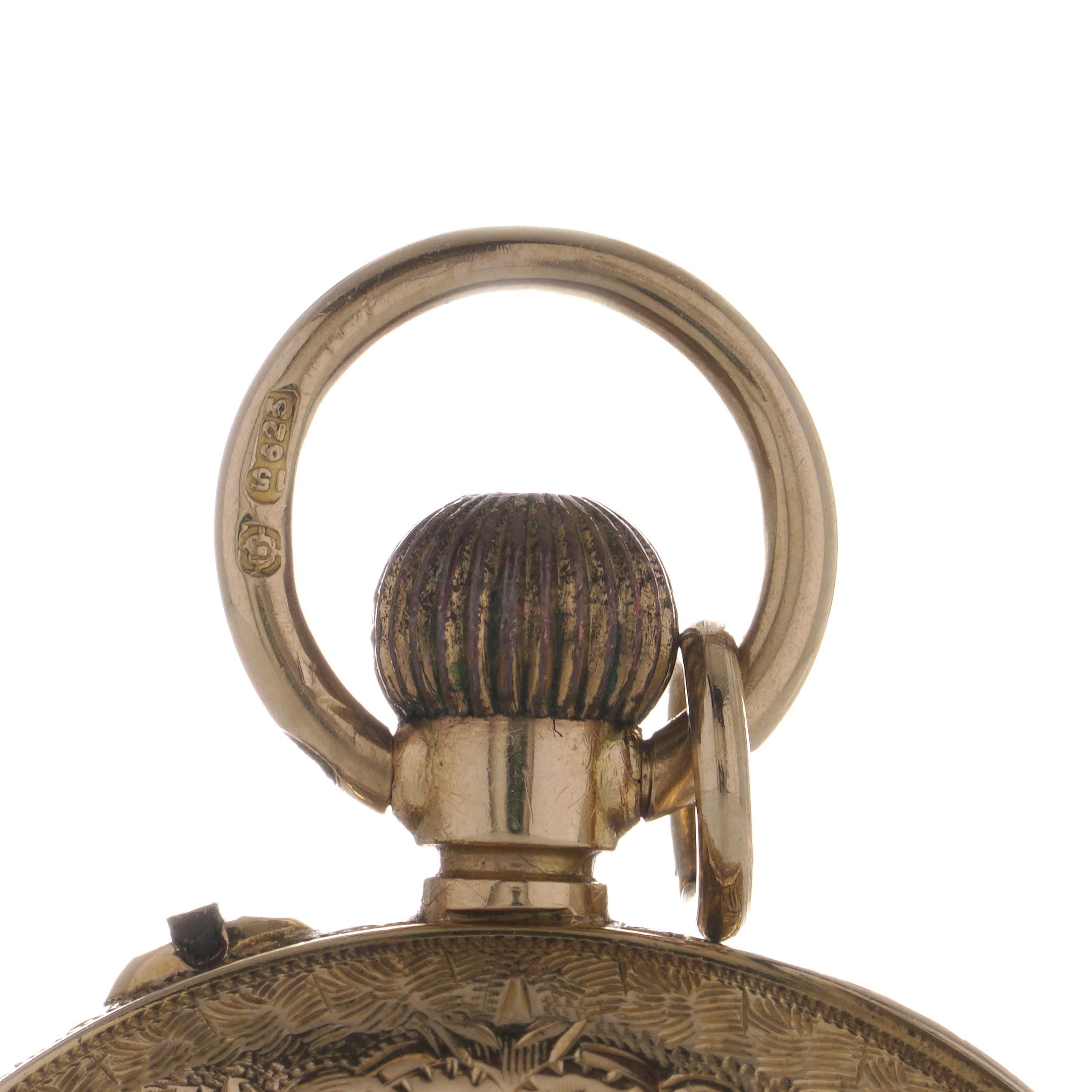 Antike 15kt Gold Taschenuhr mit offenem Zifferblatt im Angebot 1