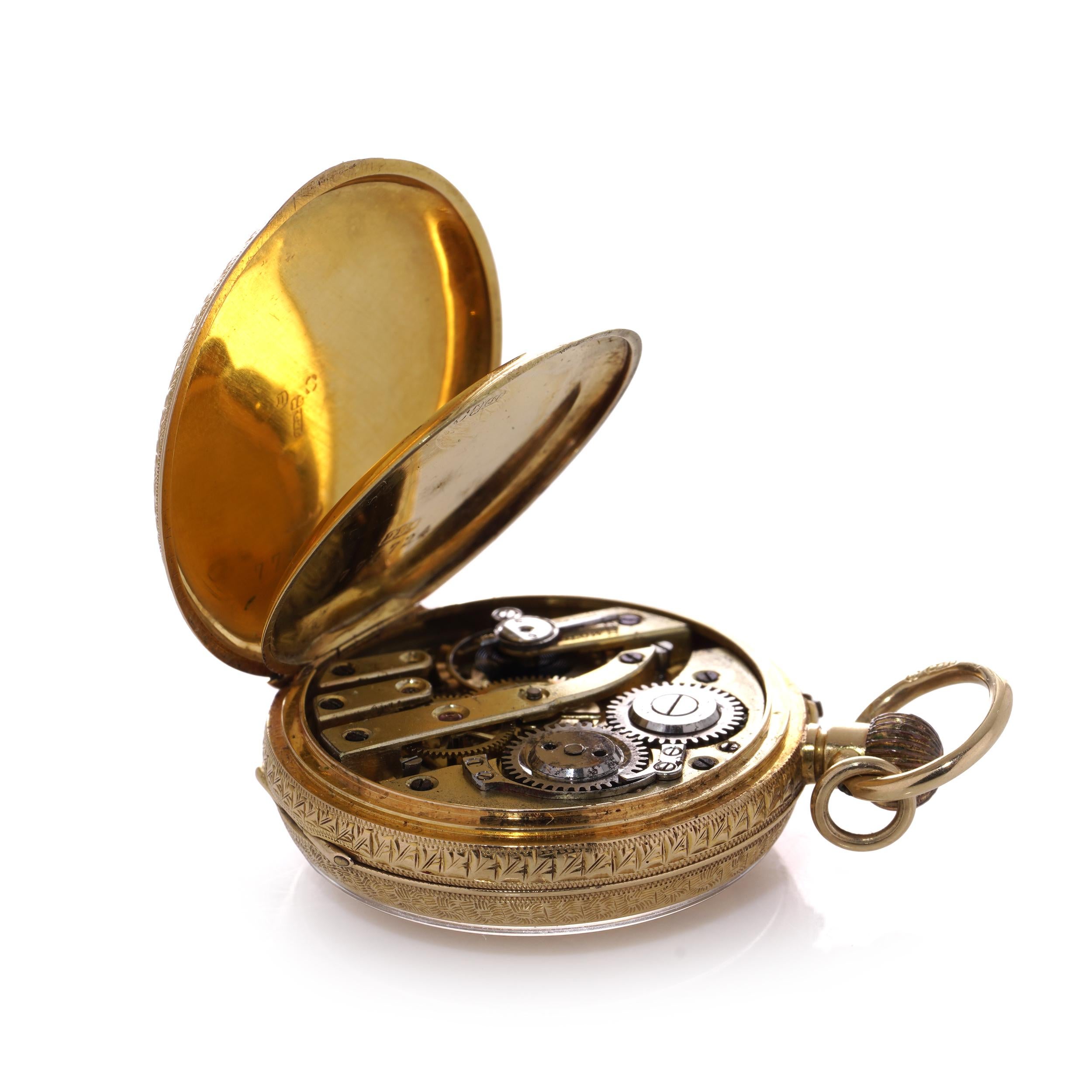 Antique 15kt gold open-face pocket watch For Sale 3