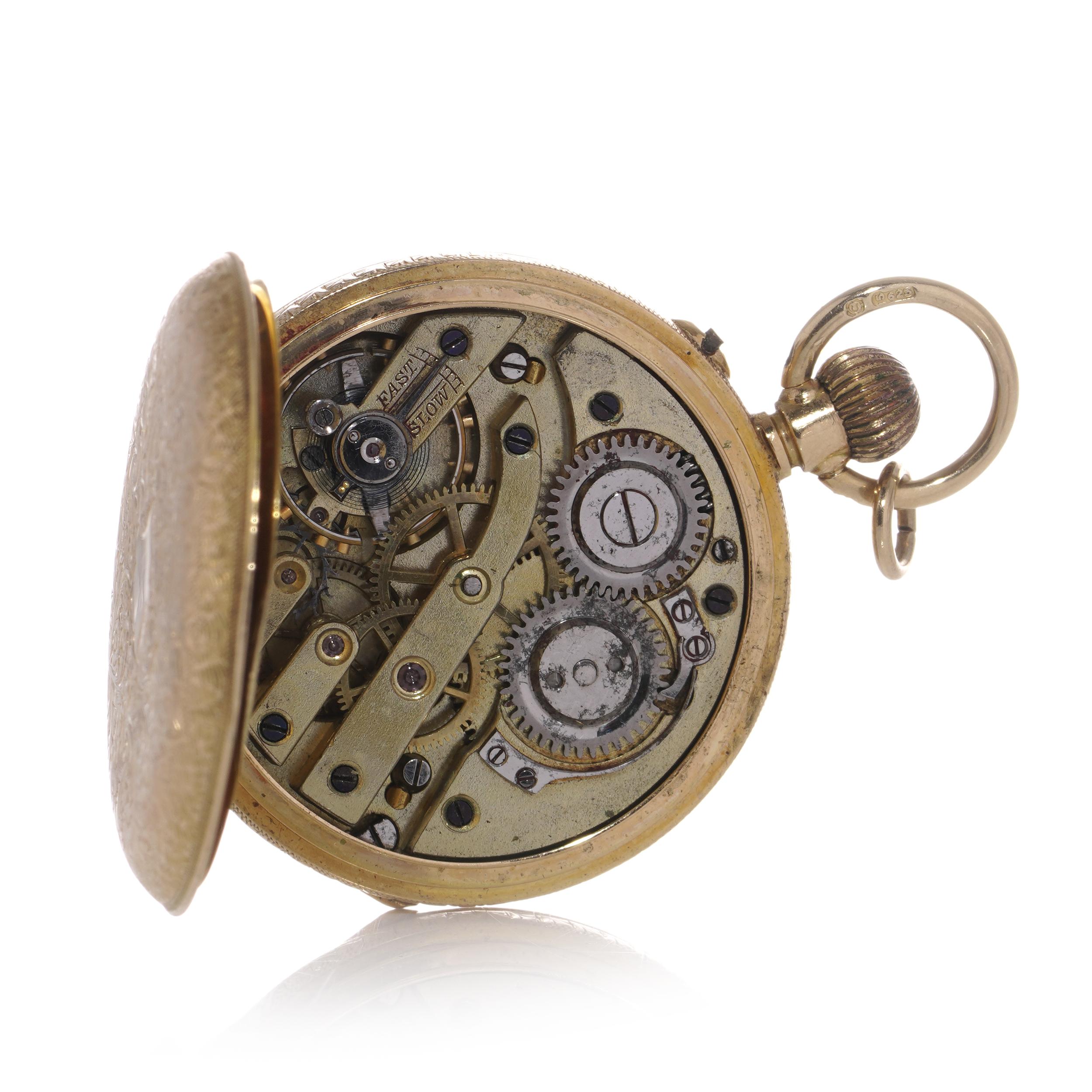 Antique 15kt gold open-face pocket watch For Sale 4