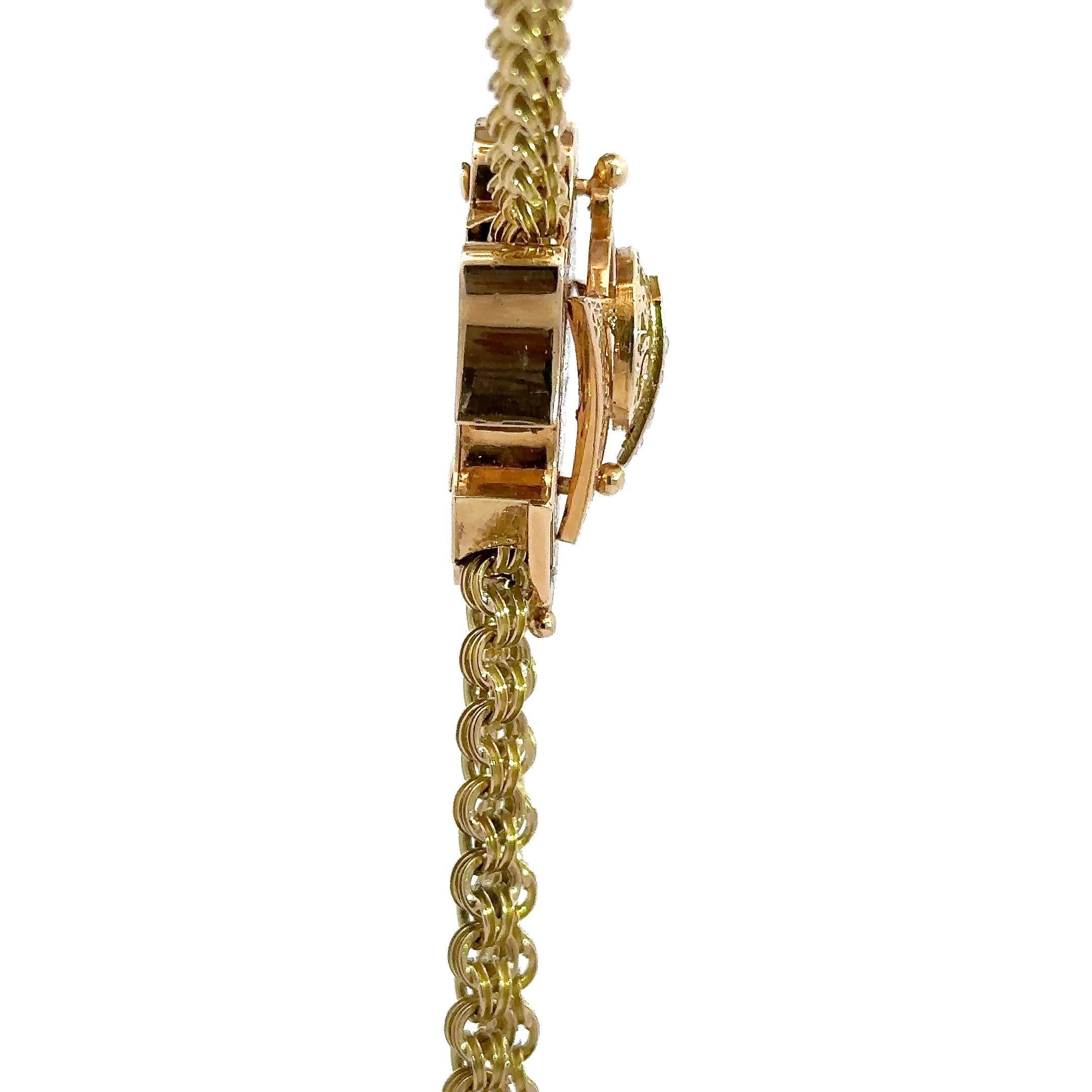 Antique 15KT Yellow Gold Chain with 14K Gold Diamond Slide For Sale 7