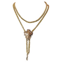 Vintage 15KT Yellow Gold Chain with 14K Gold Diamond Slide