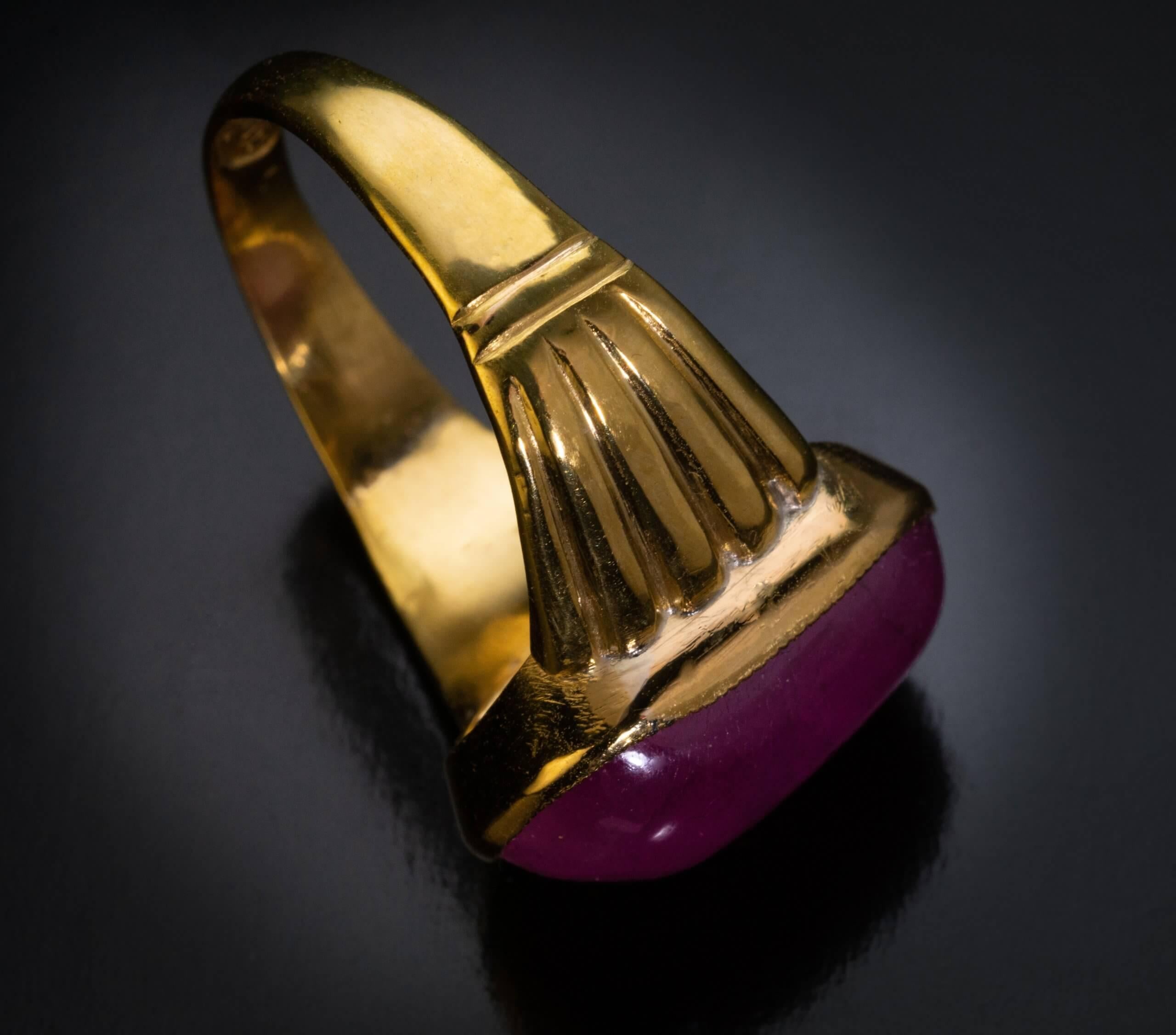 Women's or Men's Antique 16 Ct Pink Sapphire 23K Gold Russian Ring Dated 1866 For Sale