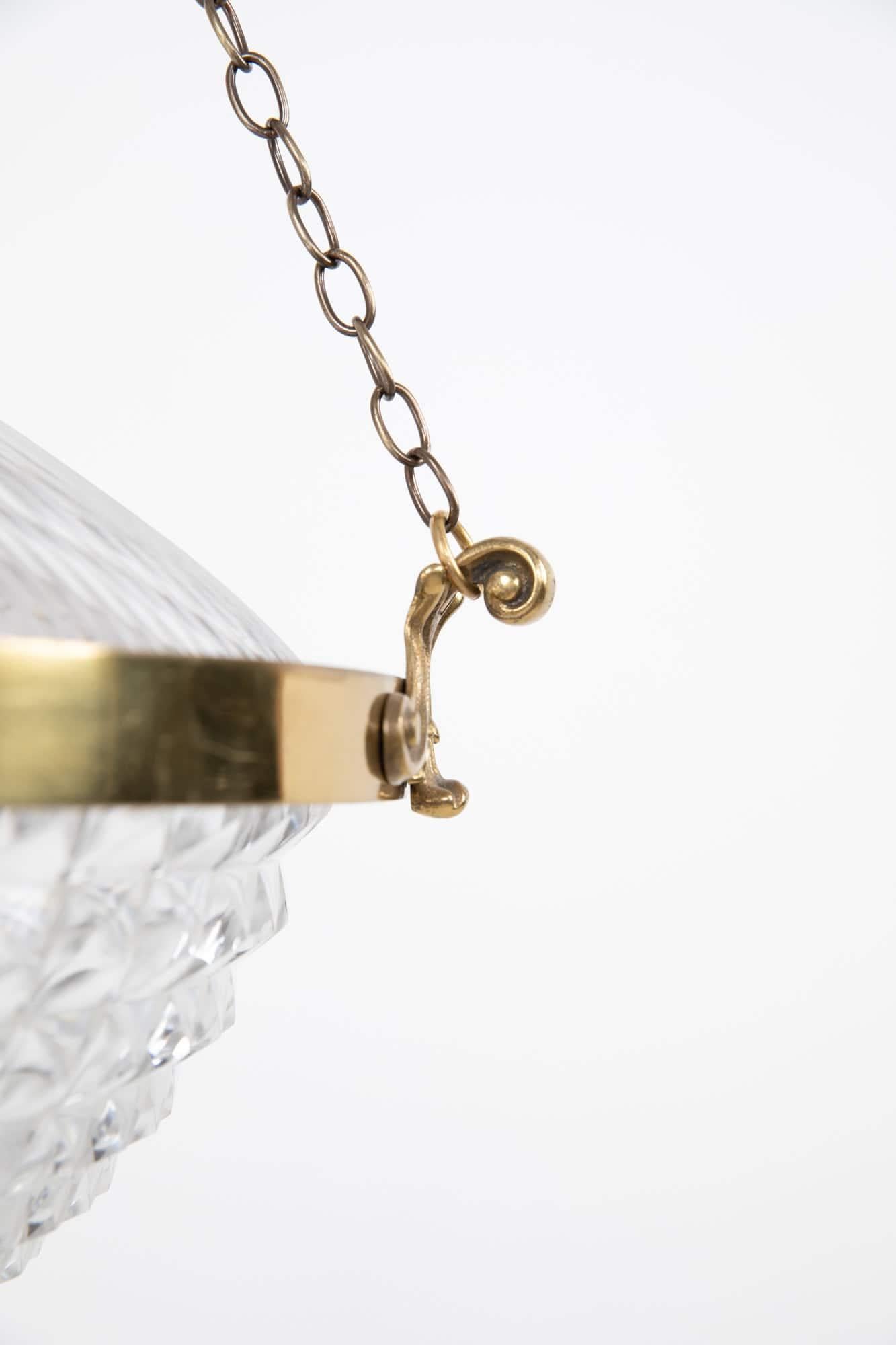 Lámpara de techo antigua de cristal prismático Holophane Blondel de 16