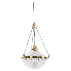 Antique 16" Holophane Crystal Blondel Prismatic Glass Ceiling Light, c.1920