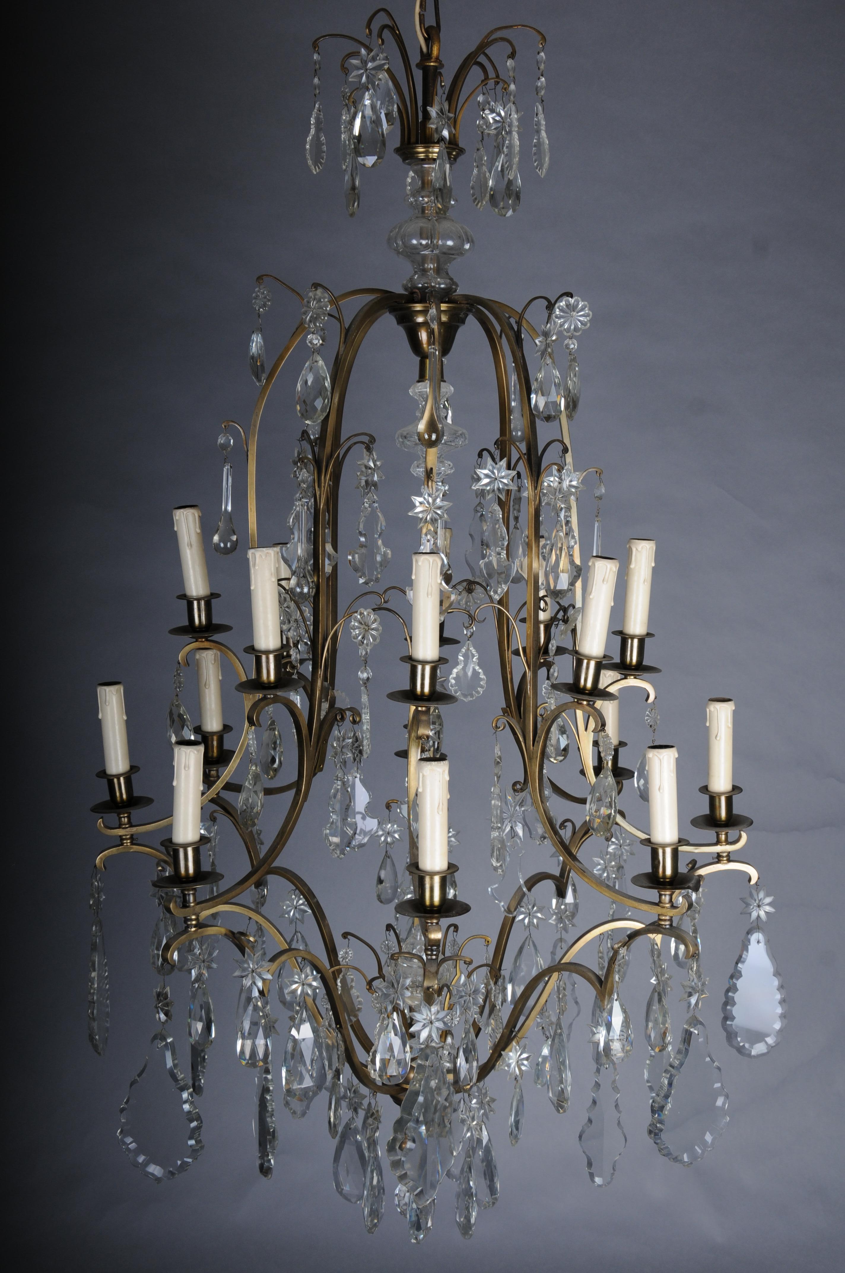 Antico lampadario di cristallo francese a 16 luci, 1930 circa, barocco/Louis XV in vendita 6