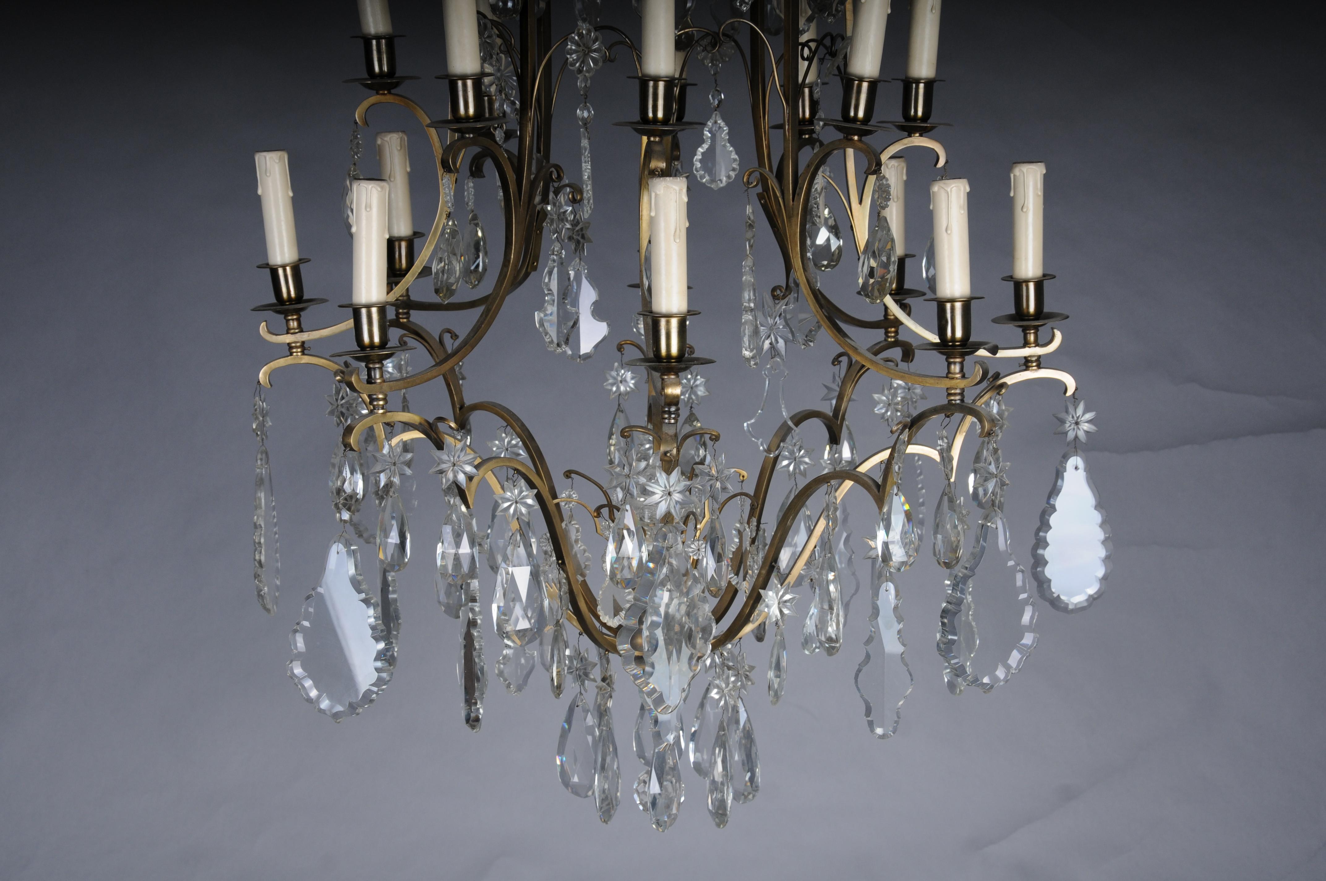Antico lampadario di cristallo francese a 16 luci, 1930 circa, barocco/Louis XV in vendita 7