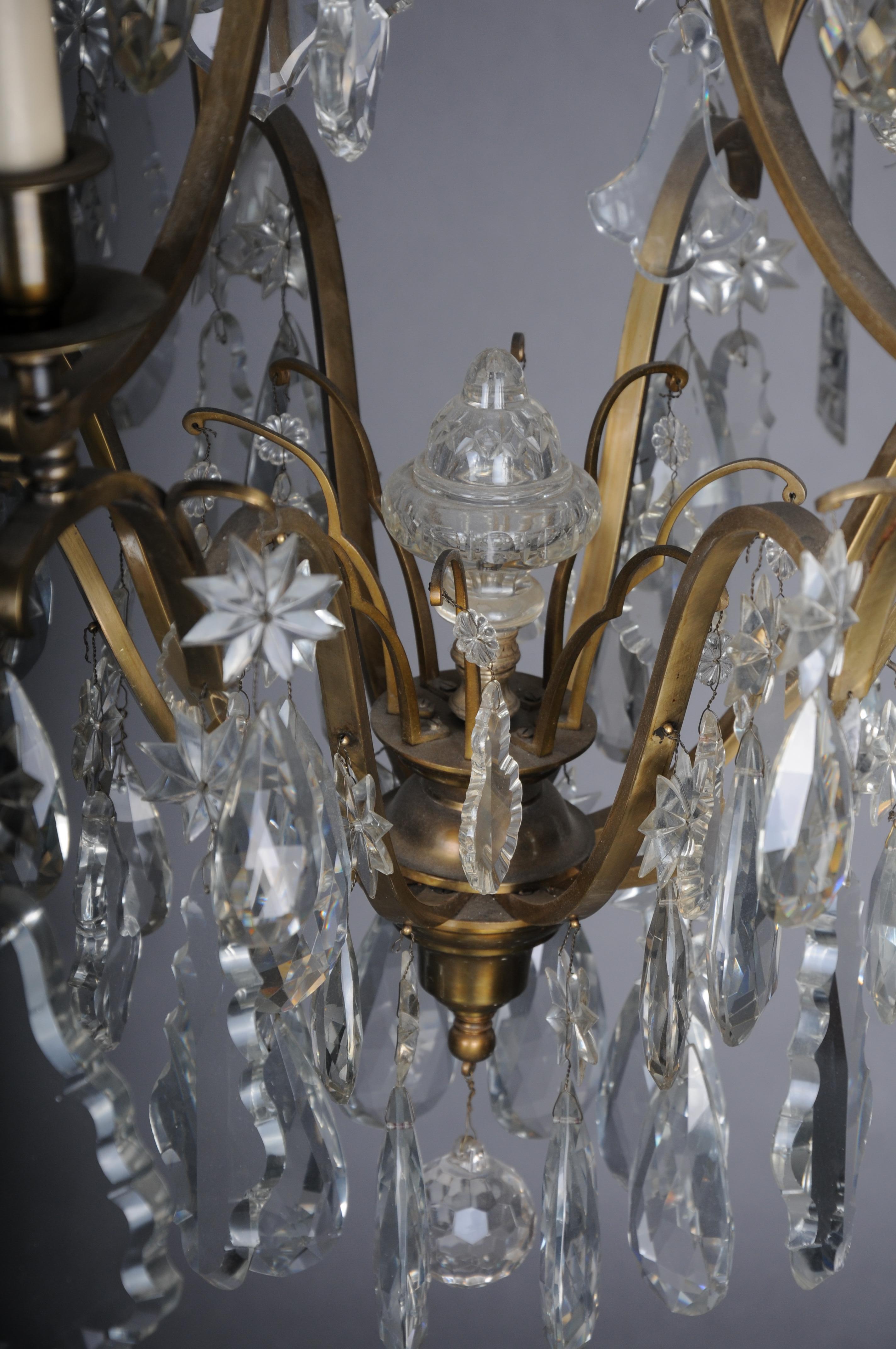 Ottone Antico lampadario di cristallo francese a 16 luci, 1930 circa, barocco/Louis XV in vendita