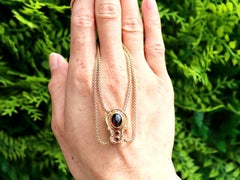 Antique 1.60 Carat Garnet and 14k Yellow Gold Slide Chain Necklace Circa 1930