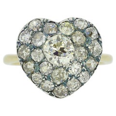 Antique 1.60 Carat Old Diamond Heart Ring
