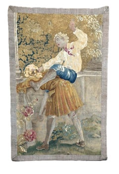 Antique 1600s Brussels Verdure Tapestry with Aristocratic Scene - 5'0 X 3'0