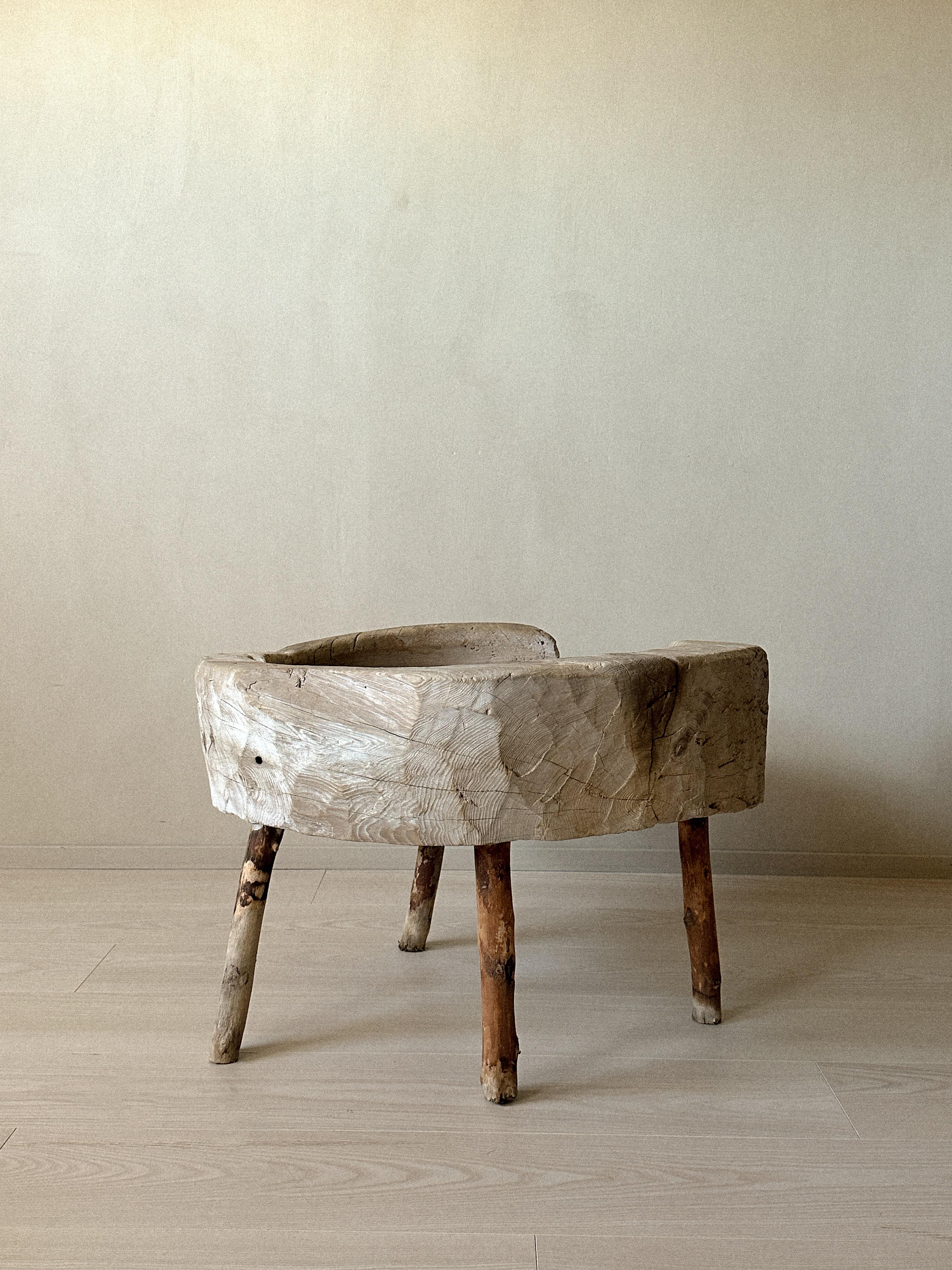 Hand-Crafted Antique 1600s Primitive Side Table, Scandinavian Wabi Sabi