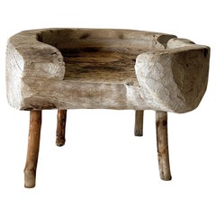 Antique 1600s Primitive Side Table, Scandinavian Wabi Sabi