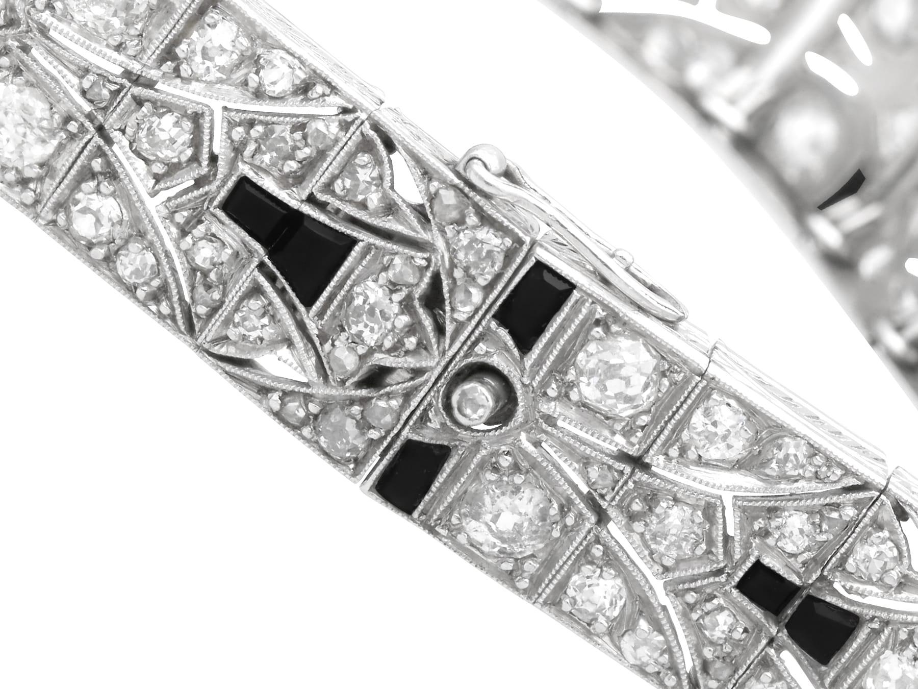  Bracelet ancien en platine, onyx de 1,60 ct, diamants de 3,67 ct et diamants d'environ 1930 Unisexe 