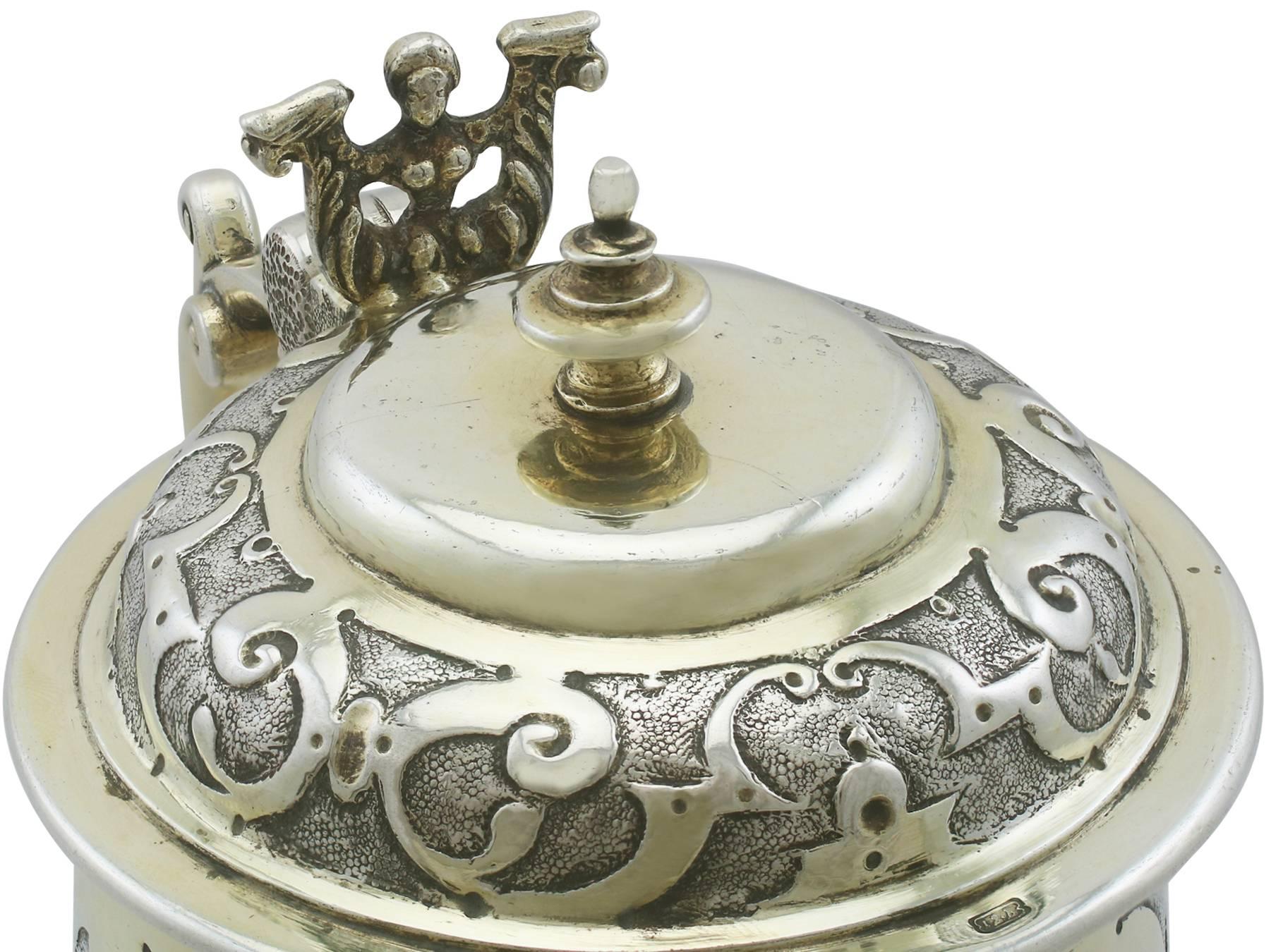 Antigua jarra de plata alemana David Eckrich Dorado en venta