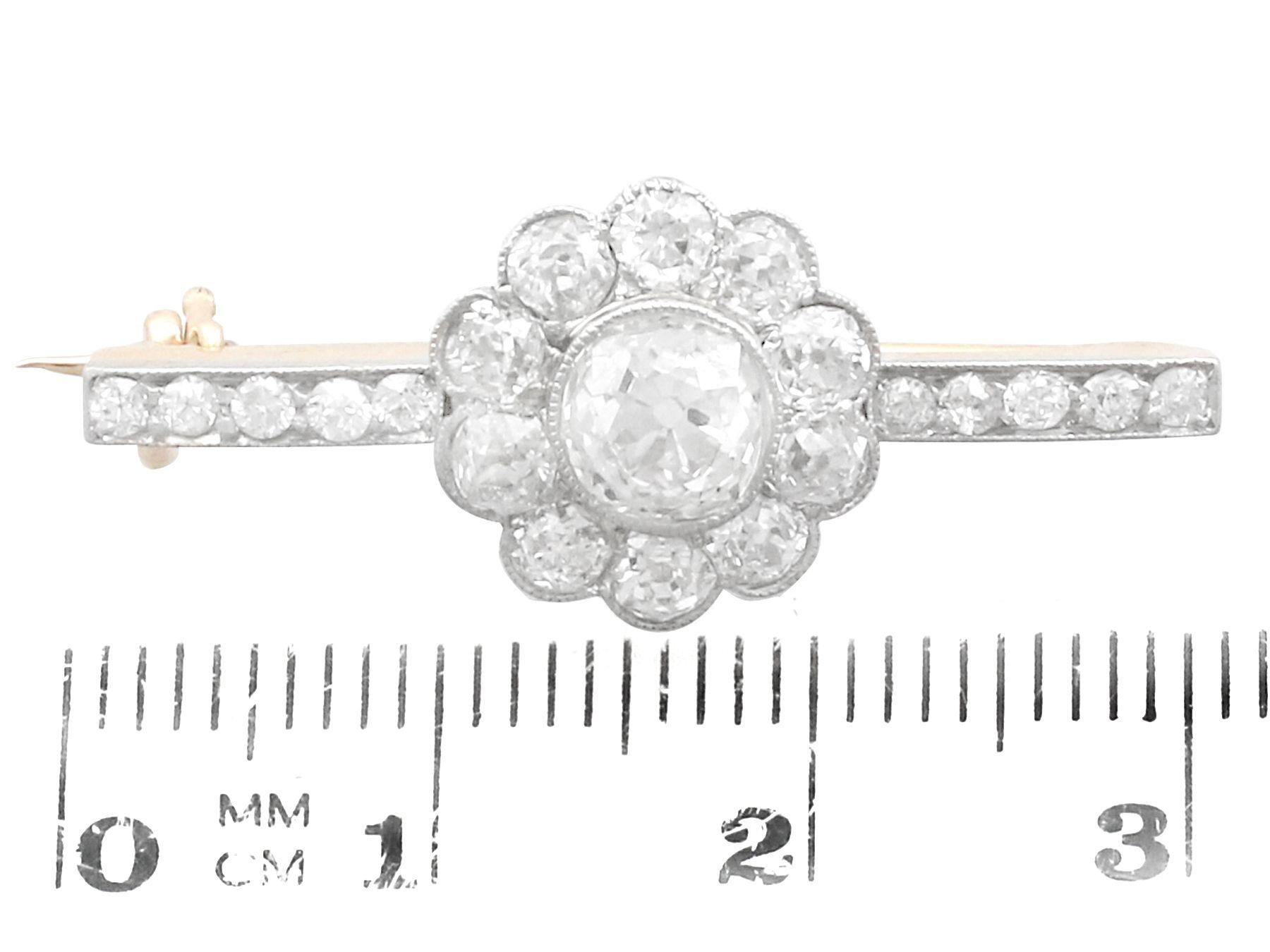Antike 1,62 Karat Diamant-Bar-Brosche im Angebot 2