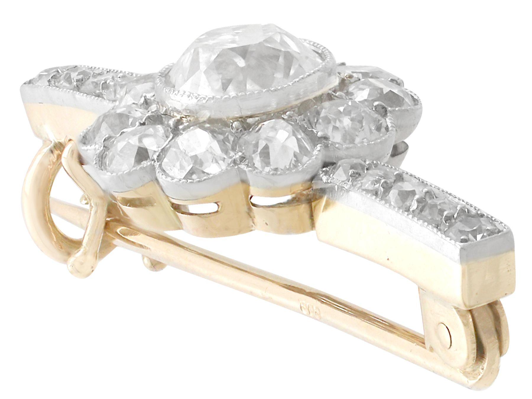 Antike 1,62 Karat Diamant-Bar-Brosche (Rundschliff) im Angebot