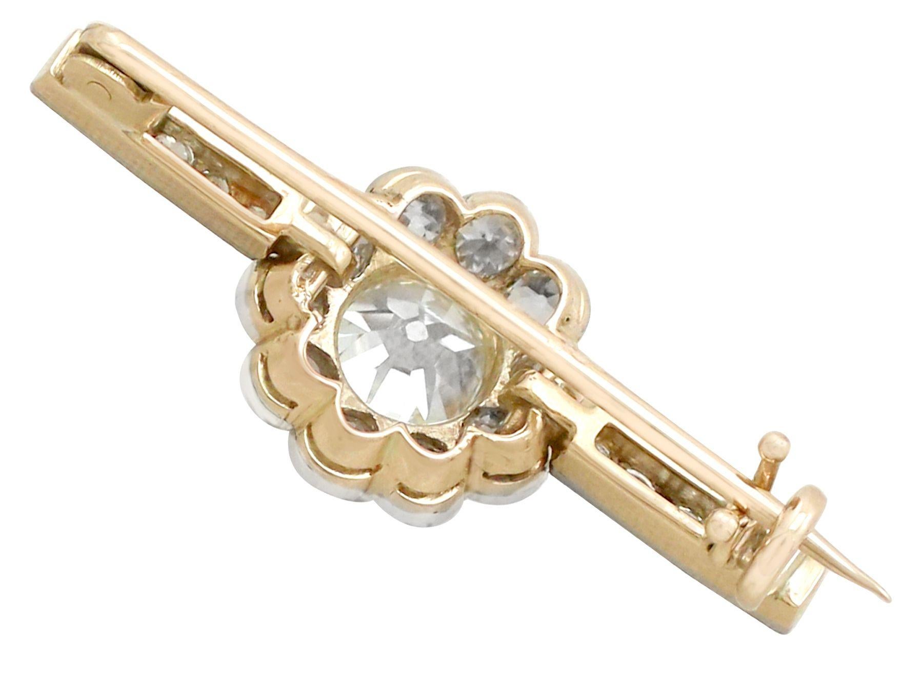 Antike 1,62 Karat Diamant-Bar-Brosche für Damen oder Herren im Angebot