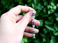 Antique 1.62 Carat Sapphire and Diamond Seed Pearl and White Gold Bracelet