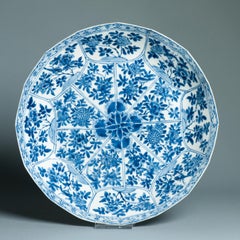 Antique 1622-1722 Kangxi Period Chinese Porcelain Plates with Conchshell Mark