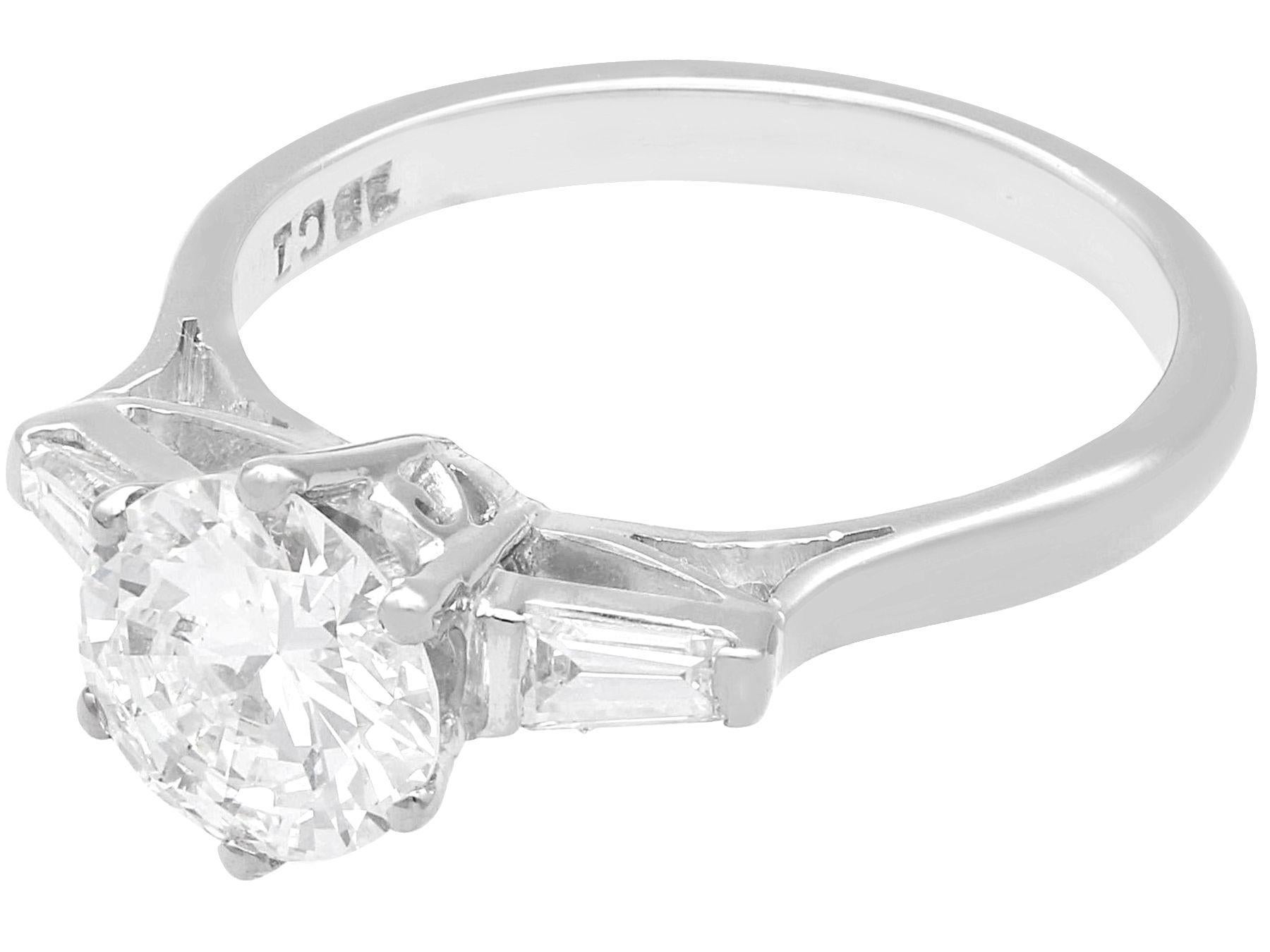 A stunning, fine and impressive 1.62 carat round brilliant cut diamond and 18k white gold solitaire ring; part of our diverse range of diamond jewelry.

This stunning, fine and impressive antique diamond ring has been crafted in 18k white gold.

The