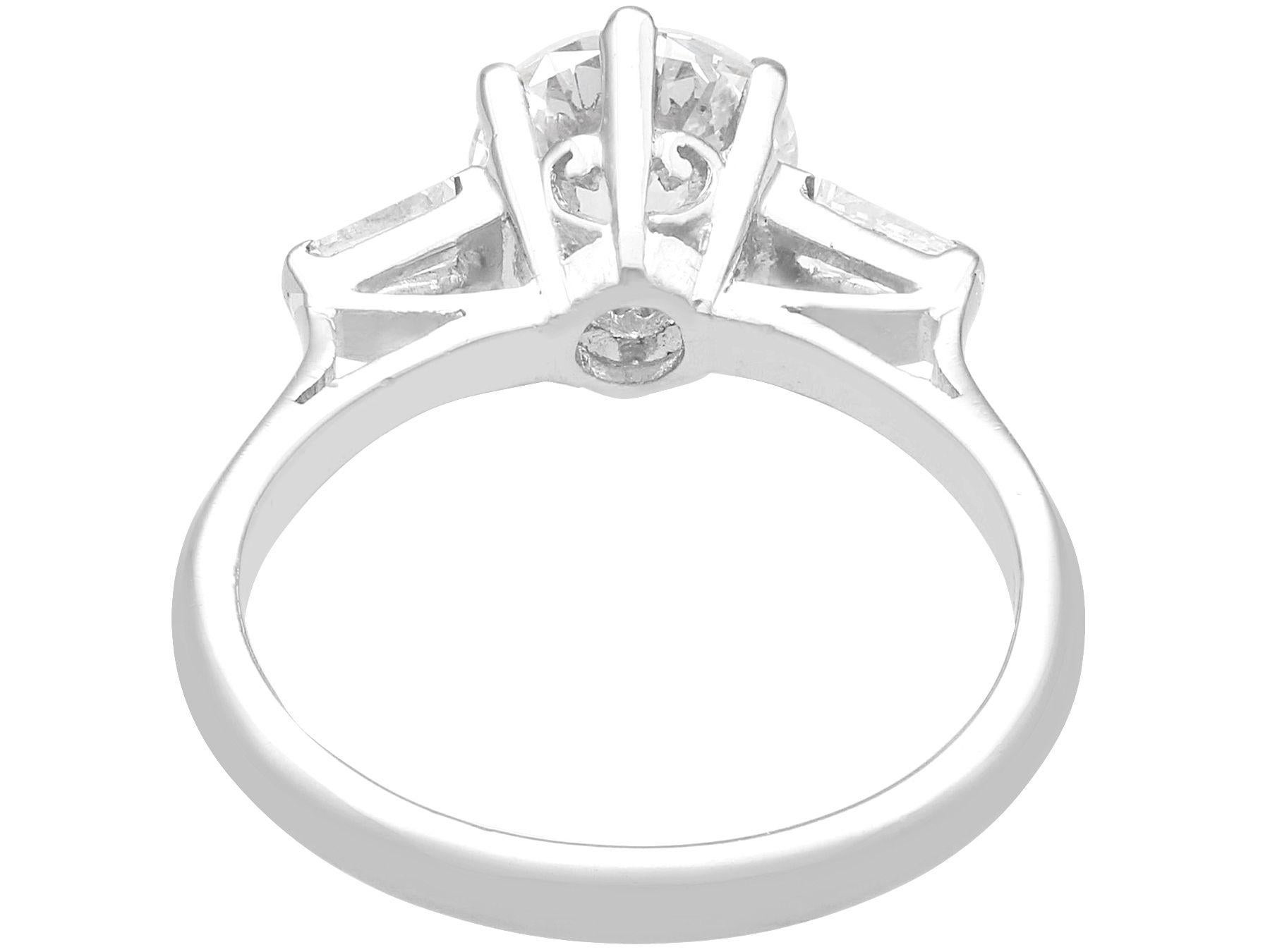 Round Cut Antique 1.62 Carat Diamond and 18k White Gold Solitaire Ring, circa 1935 For Sale