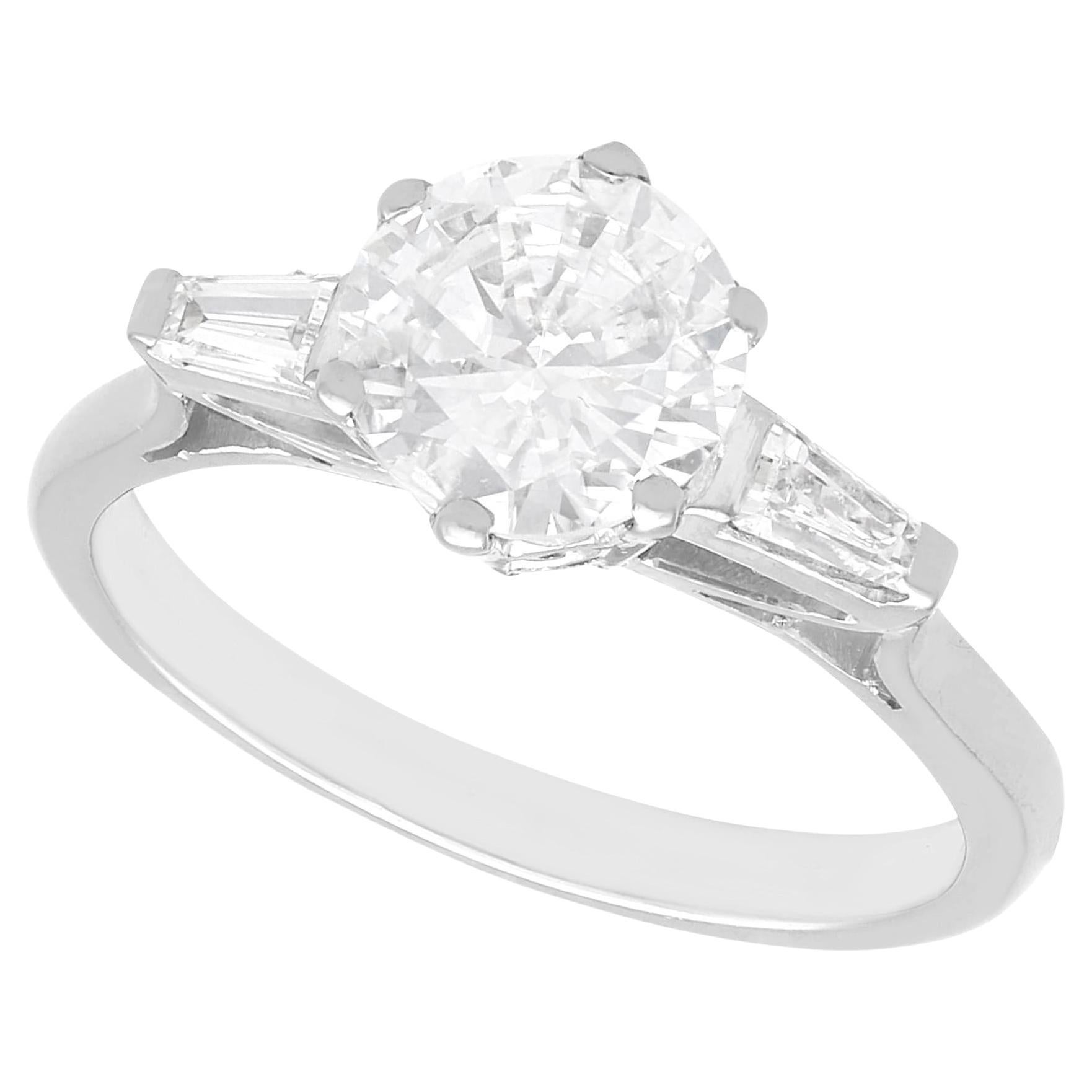 Antique 1.62 Carat Diamond and 18k White Gold Solitaire Ring, circa 1935 For Sale