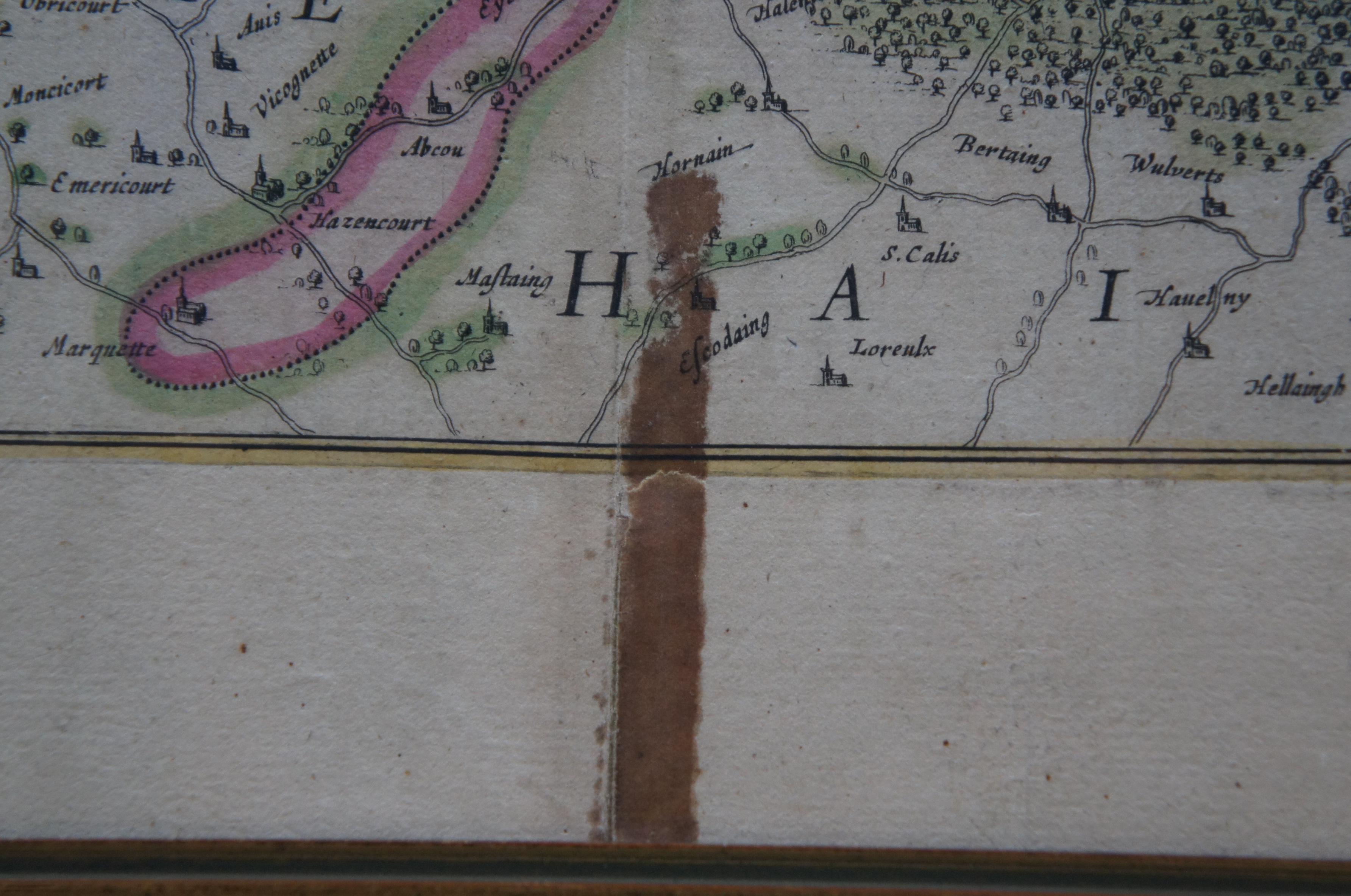 Ancienne carte de Belgique colorée 1630 Flandria Gallica Flanders Henricus Hondius en vente 2