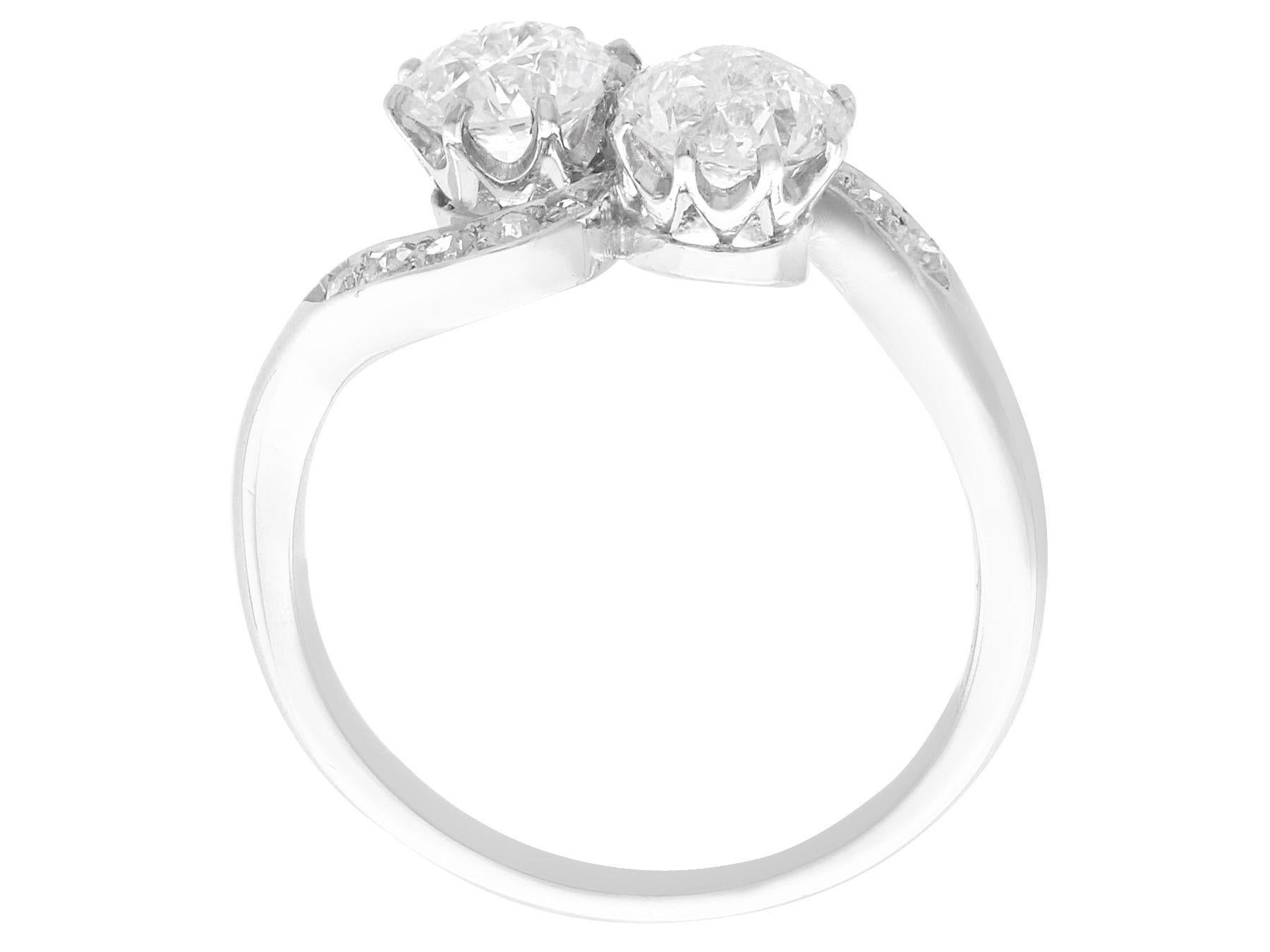 Women's or Men's Antique 1.63 Carat Diamond and Platinum Twist Ring For Sale