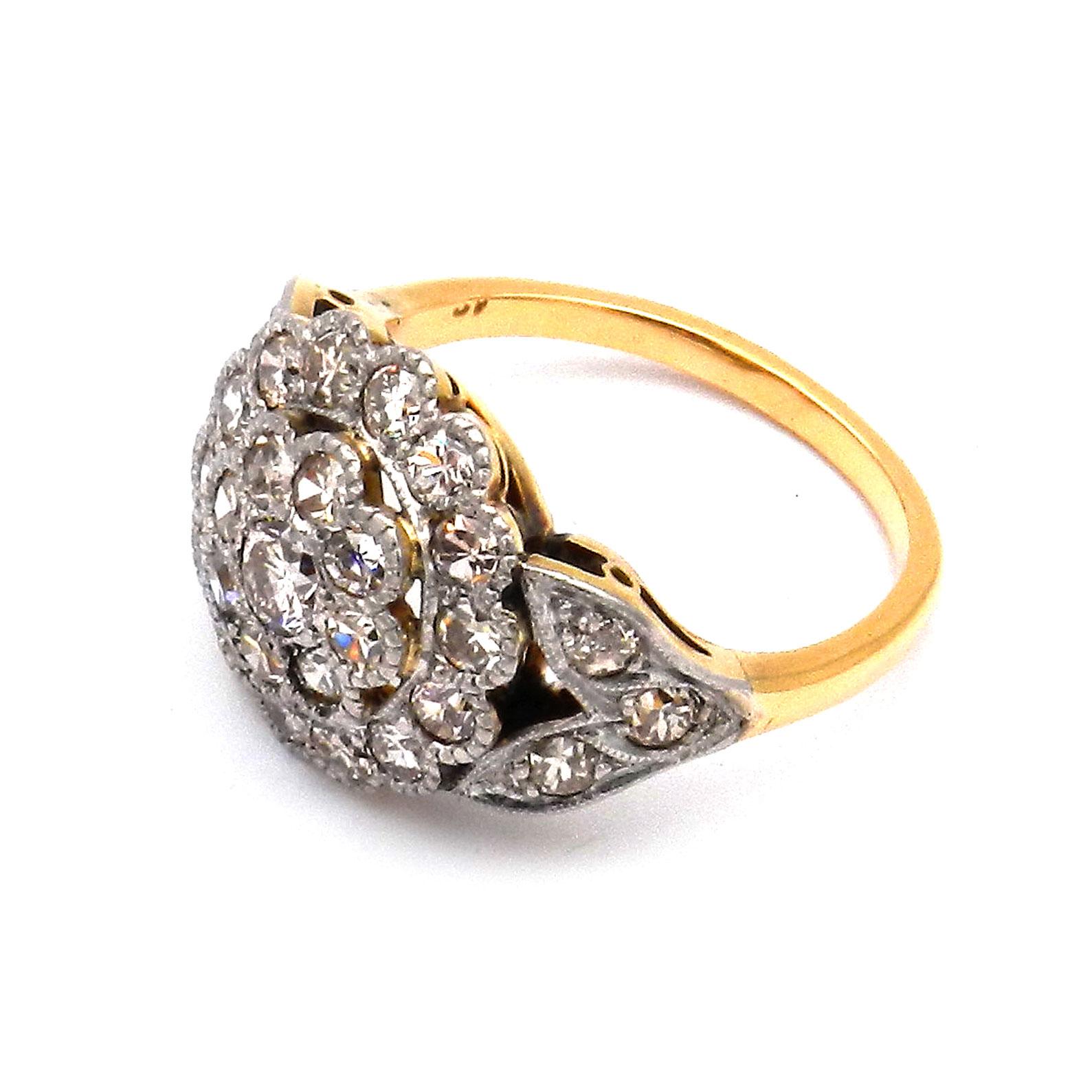 Antiker 1,65 Karat Diamant 14k Gold und Platin Ring circa 1910 im Angebot 1