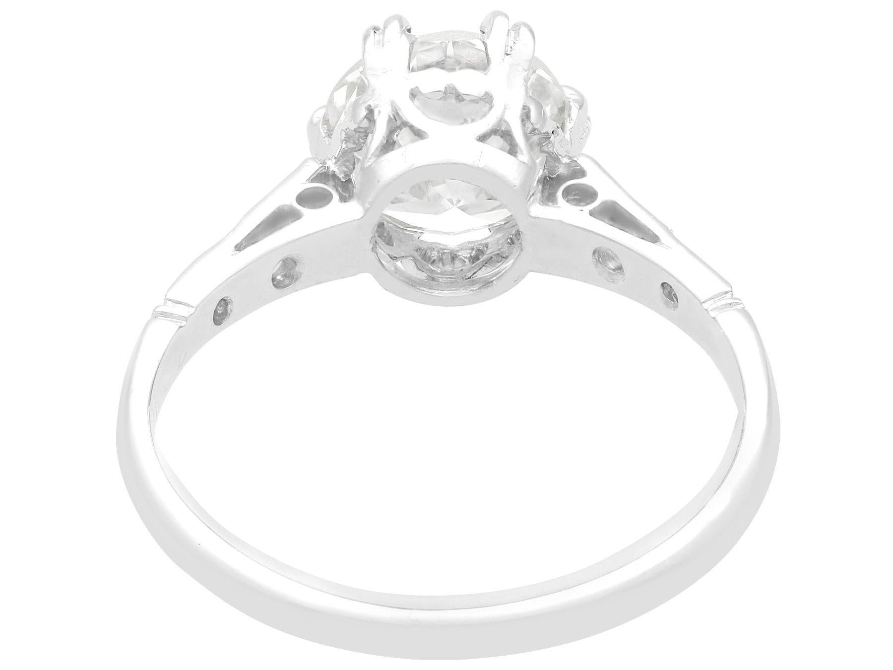 Round Cut Antique 1.65 Carat Diamond and Platinum Solitaire Ring For Sale