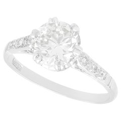Bague solitaire ancienne en platine et diamants de 1.65 carat