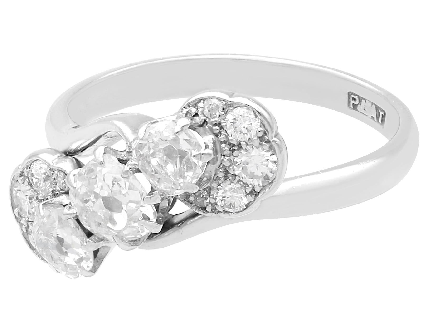 A stunning, fine and impressive antique 1.65 carat diamond and platinum trilogy ring; part of our diverse engagement rings collection.

This stunning, fine and impressive antique diamond twist ring has been crafted in platinum.

The pierced