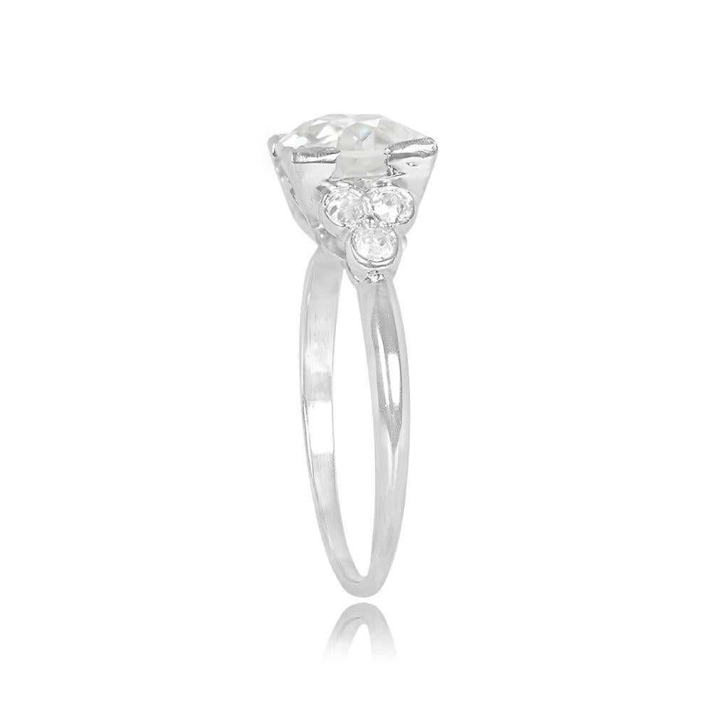 Art Deco Antique 1.65ct Old European Cut Diamond Engagement Ring, Platinum, Circa 1920 For Sale