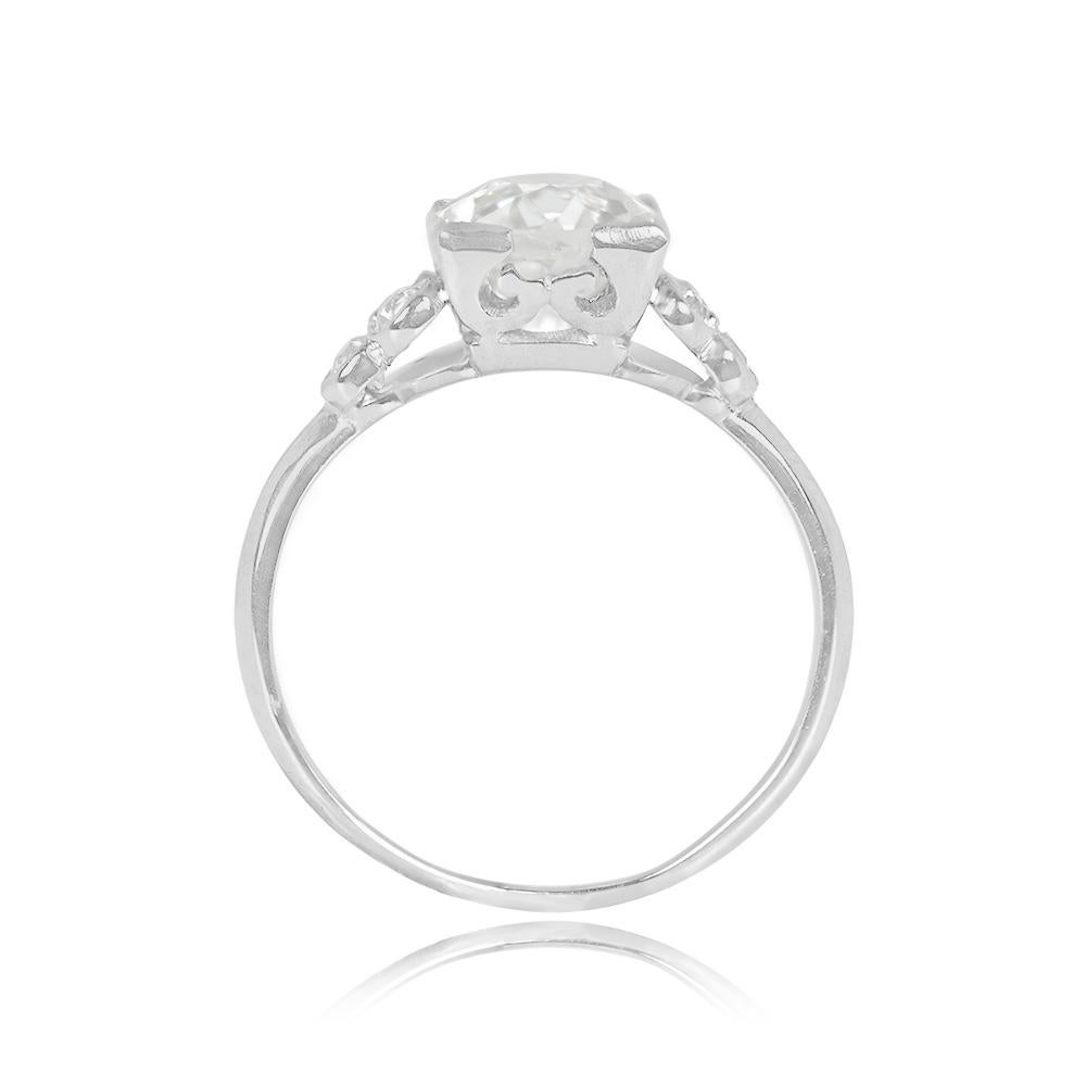 Antique 1.65ct Old European Cut Diamond Engagement Ring, Platinum, Circa 1920 In Excellent Condition For Sale In New York, NY