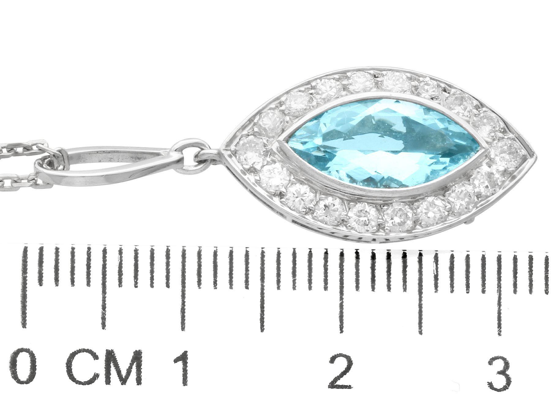Antique 1.66 Carat Aquamarine and Diamond Platinum Pendant For Sale 1
