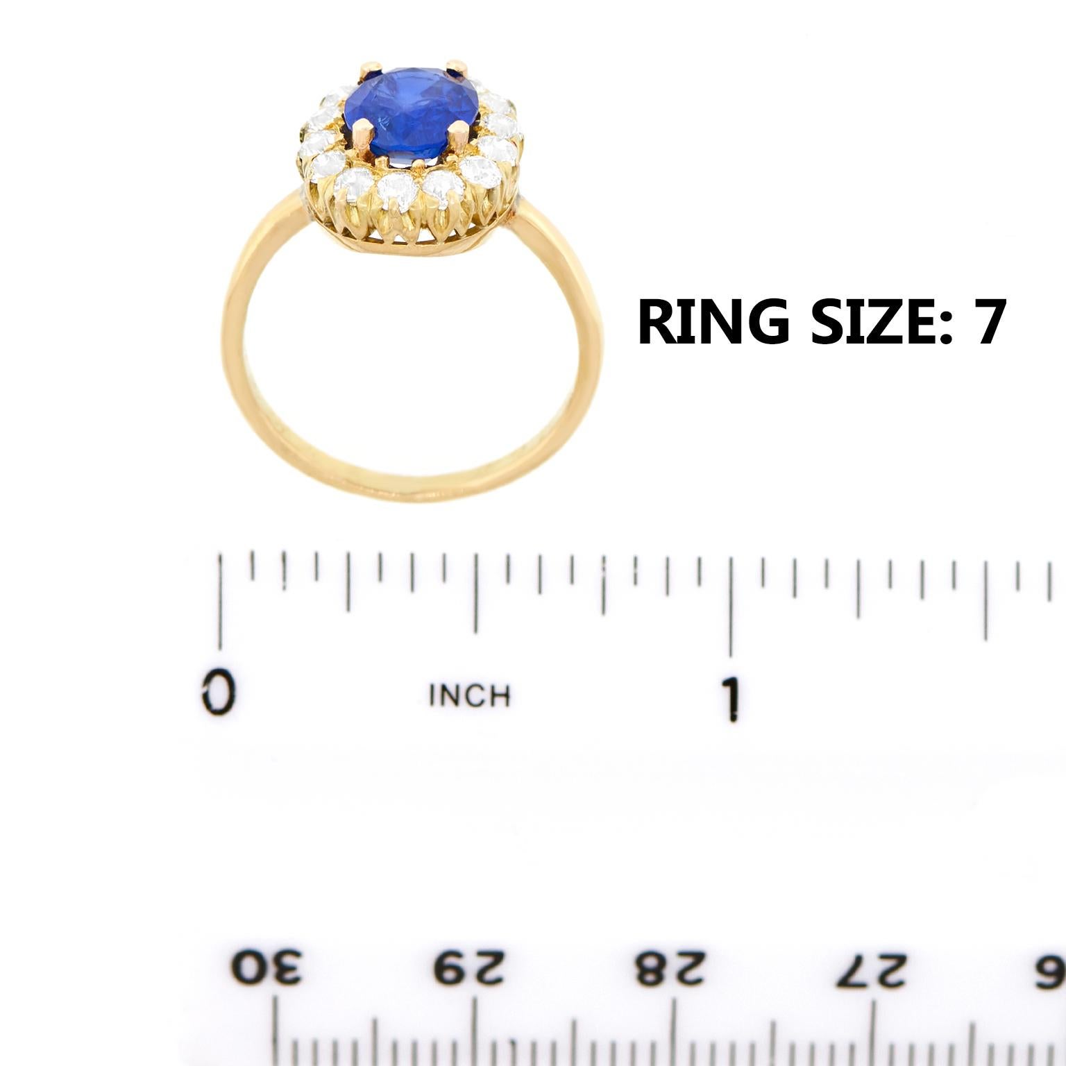 Women's Antique 1.66 Carat No-Heat Sapphire and Diamond Gold Ring