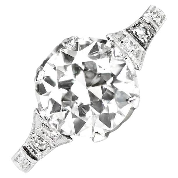 Antique 1.66 Carat Old Euro Cut Diamond Engagement Ring, Vs1 Clarity, Platinum For Sale