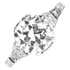 Antique 1.66 Carat Old Euro Cut Diamond Engagement Ring, Vs1 Clarity, Platinum