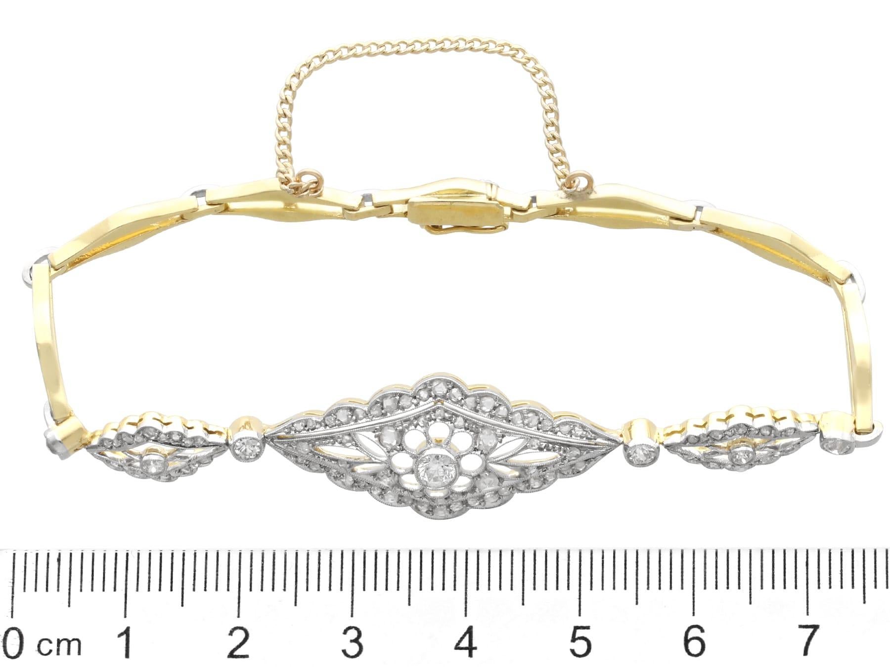 Antique 1.67 Carat Diamond and 18k Yellow Gold Bracelet Circa 1910 For Sale 4