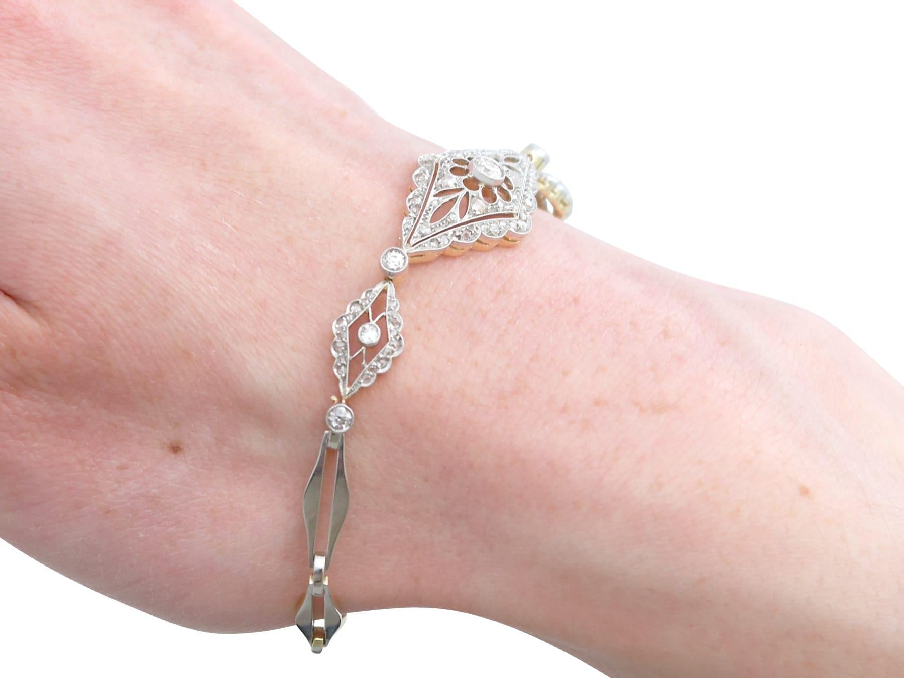 Antique 1.67 Carat Diamond and 18k Yellow Gold Bracelet Circa 1910 For Sale 6
