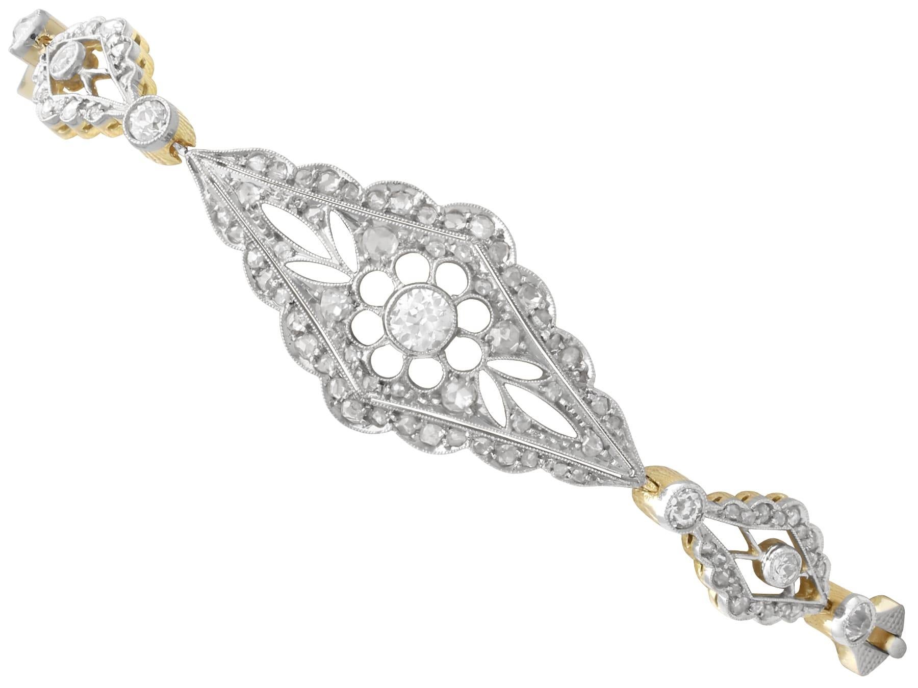 Antique 1.67 Carat Diamond and 18k Yellow Gold Bracelet Circa 1910
