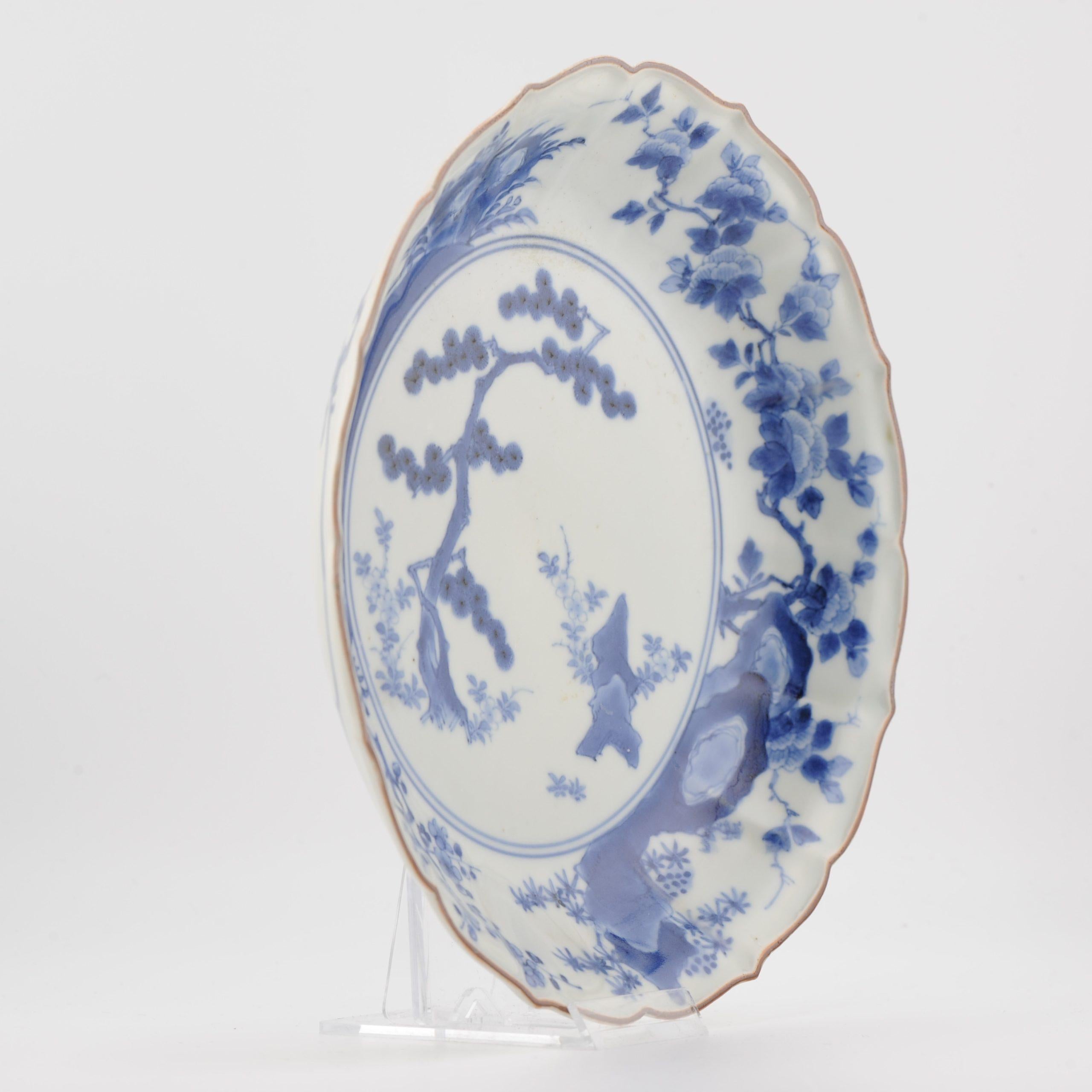 Antico piatto giapponese Nangawara Kakiemon del 1670-1680 con pino e fiori di roccia in vendita 4