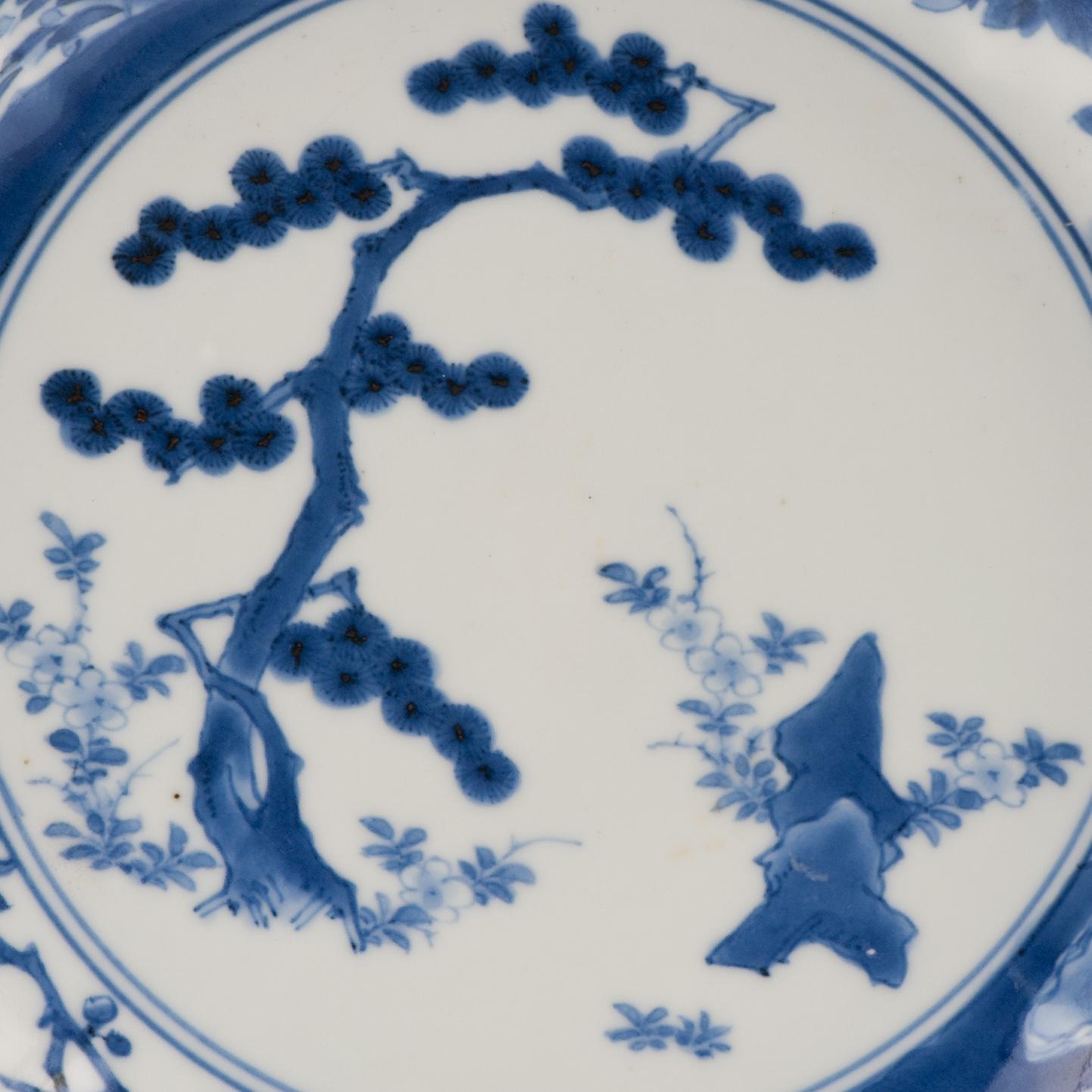 Antico piatto giapponese Nangawara Kakiemon del 1670-1680 con pino e fiori di roccia in vendita 5