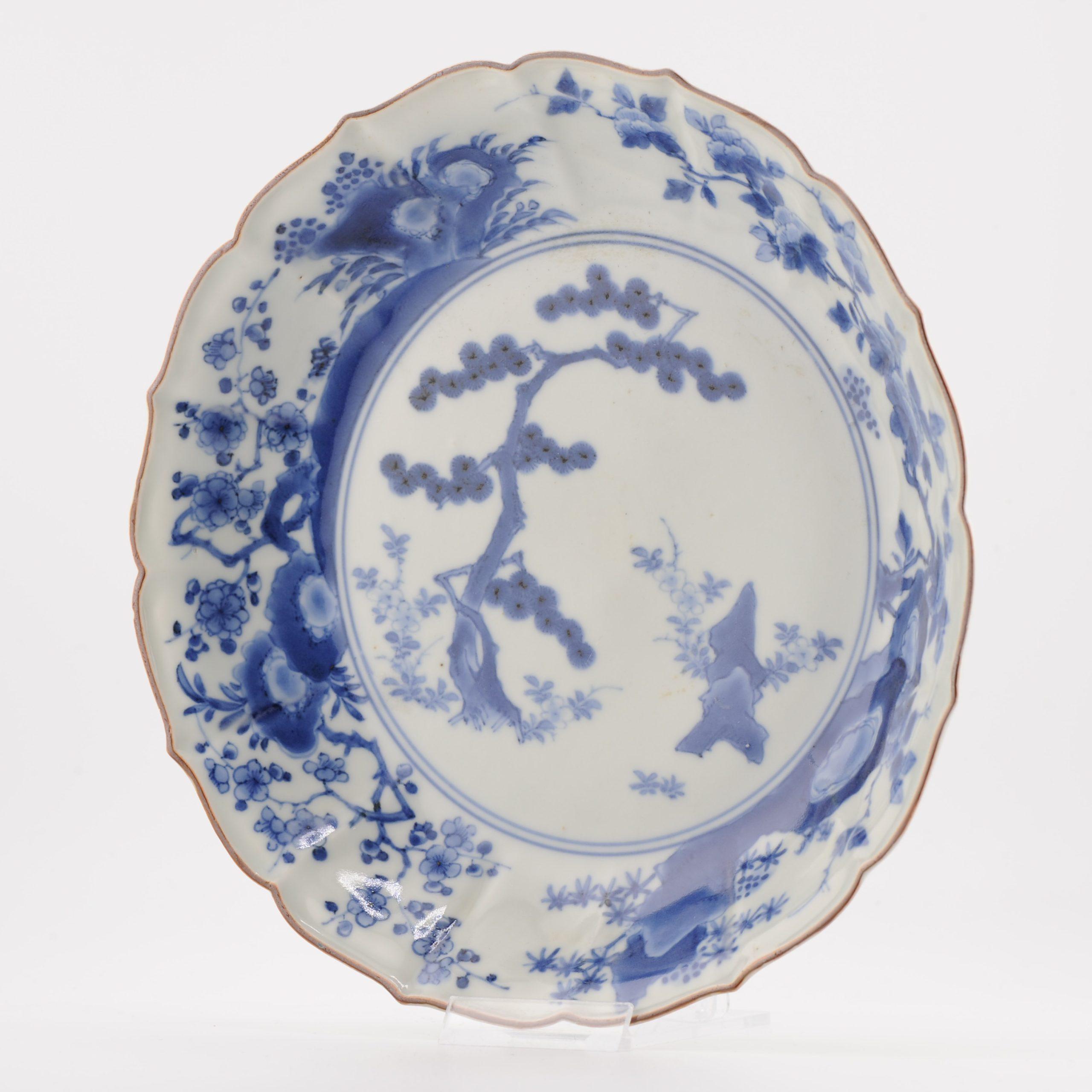 Antico piatto giapponese Nangawara Kakiemon del 1670-1680 con pino e fiori di roccia in vendita 7