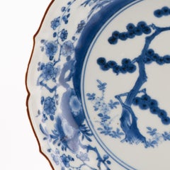 Antique 1670-1680 Japanese Nangawara Kakiemon Dish with Pine and rock Flowers