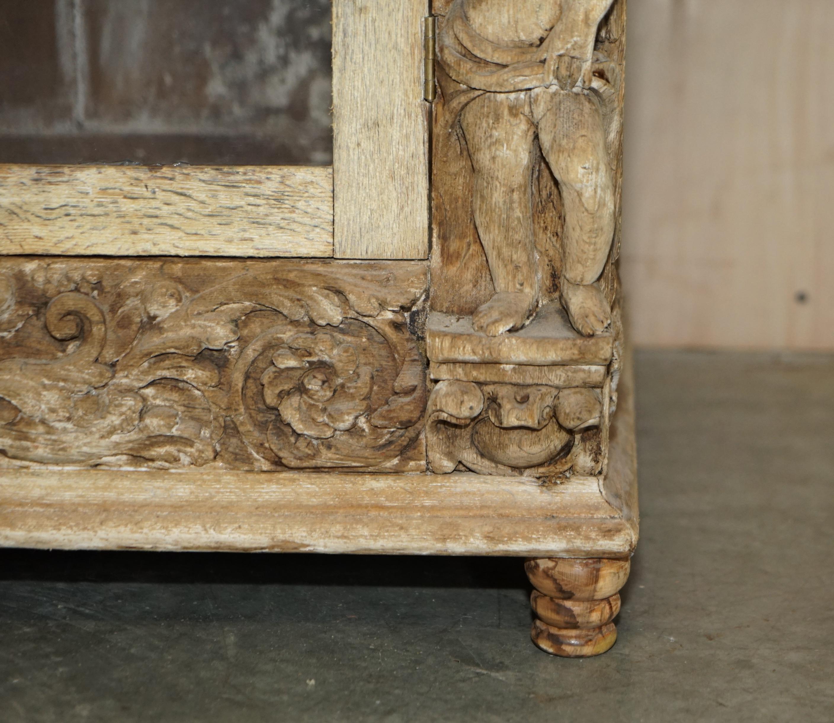 Antique 1679 Dated Charles II Hand Carved Sideboard Cherub Angels Grape Vines For Sale 5