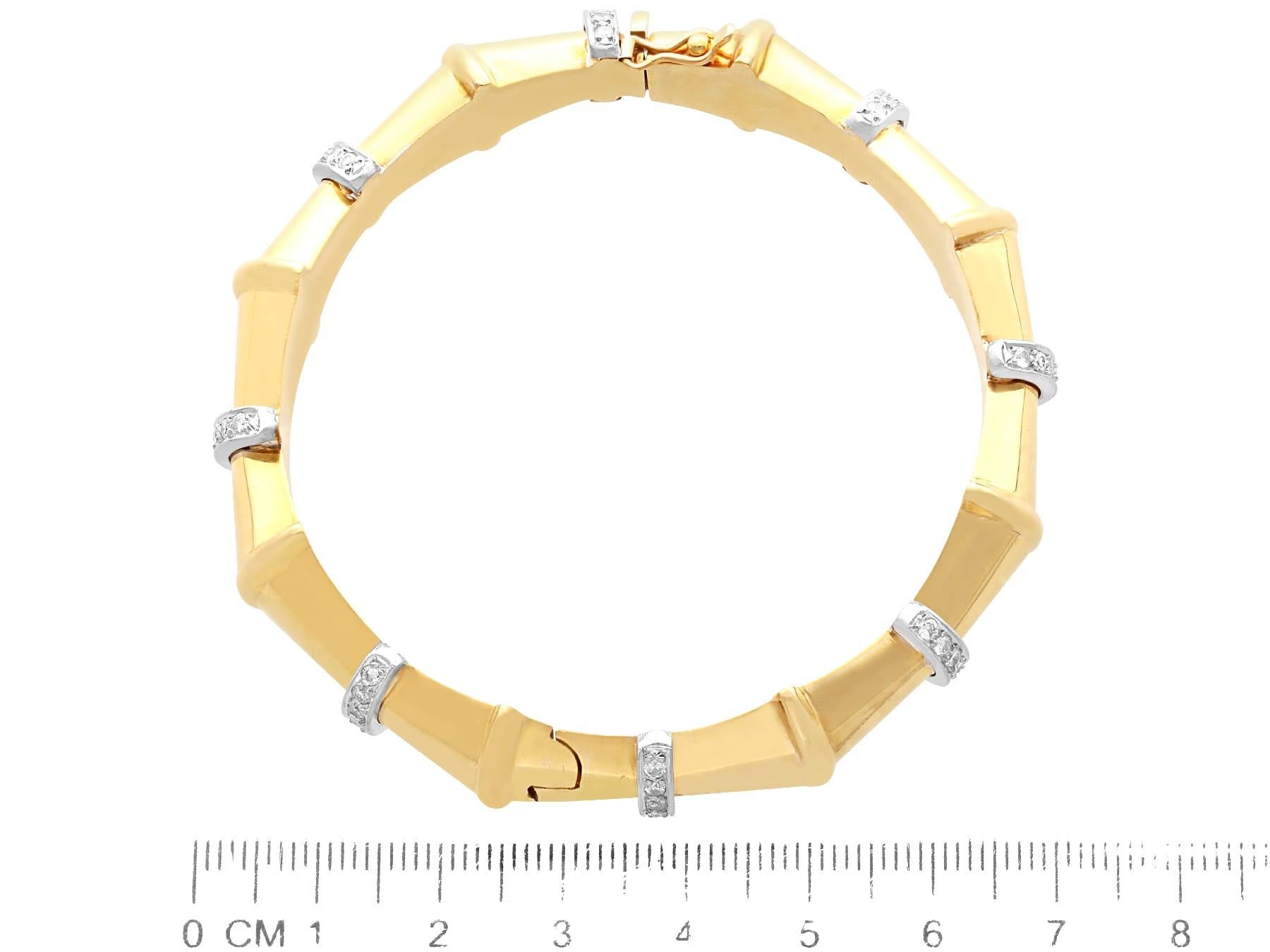 Antique 1.68 Carat Diamond and 18k Yellow Gold Art Deco Bangle For Sale 3