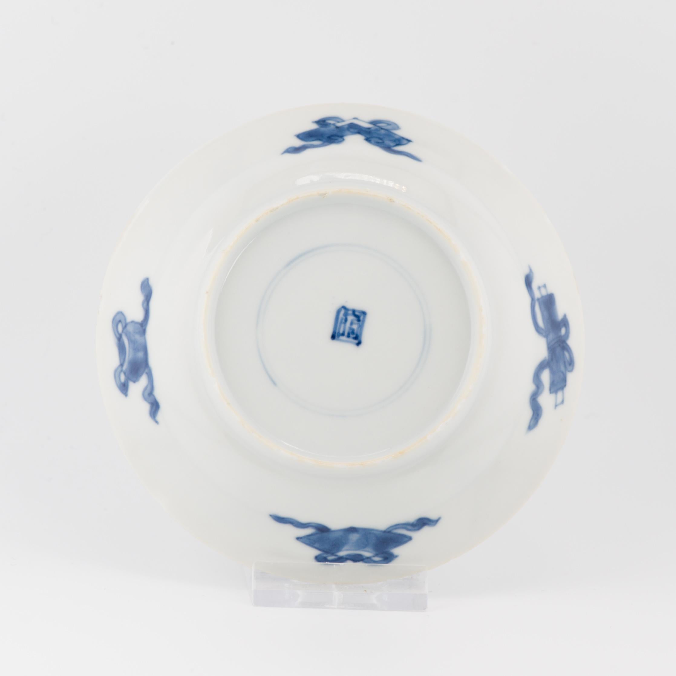 Antique 1680-1700 Chinese Porcelain Dish Kangxi Blue White Marked Dragon 4